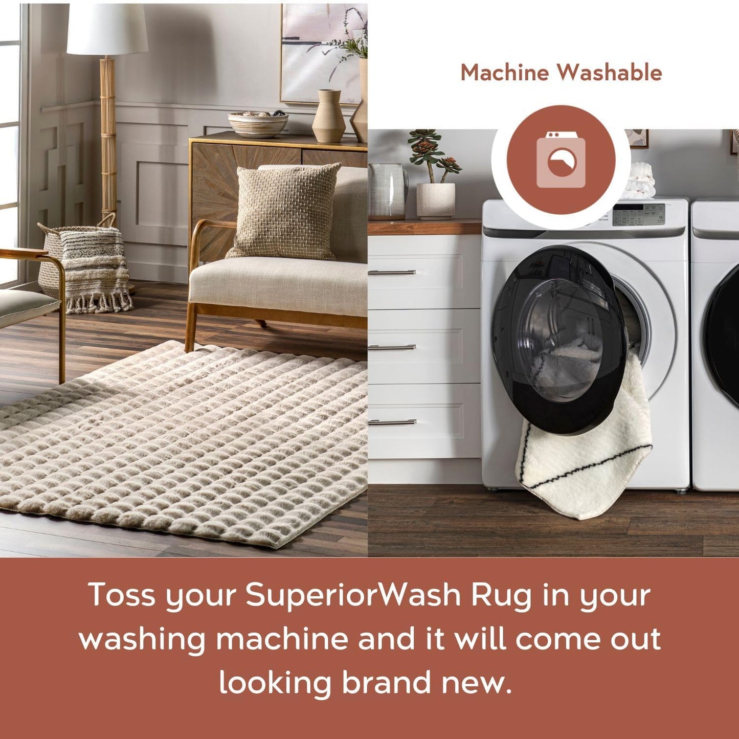 nuLOOM Jeni Checkered 6 Round Machine Washable Area Rug for Living Room Bedroom Dining Room Kitchen, Beige