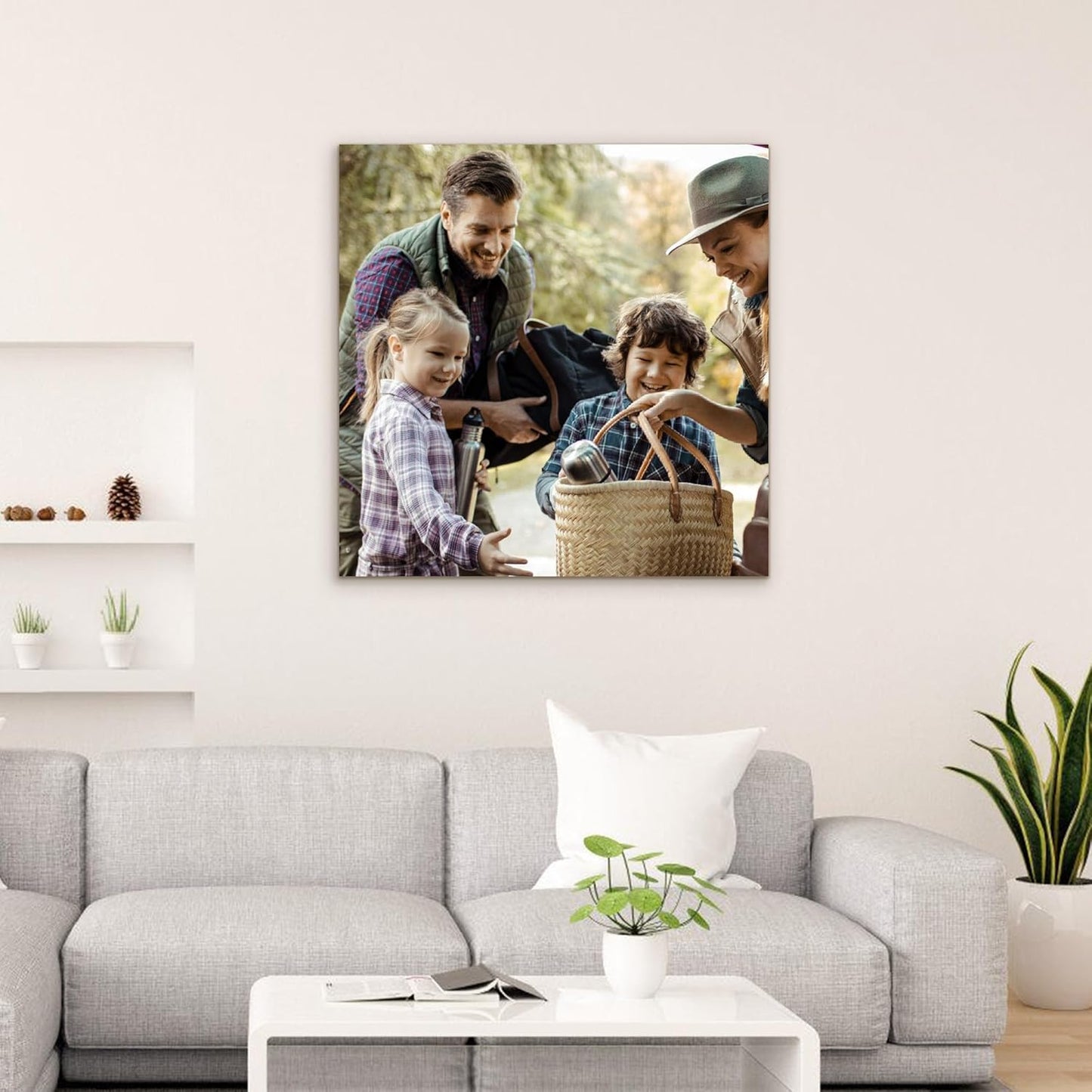 Custom Canvas Prints with Your Photos- Personalized Print Canvas Pictures, Custom Wall Art Gift for Living Room, Bedroom, Wedding Family Baby Pets Framed 8 x 8 inche