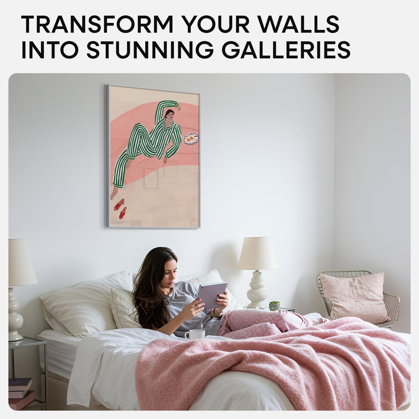 Homeforia Poster Frame Silver 20x30, High End Metal 20 x 30 Picture Frame with Mat 16 x 24 for Photo, 20x30 Silver Frames Matted to 16x24 Print, 30x20 Hanging Frame, Tempered Glass, Wall Kit, Set of 1