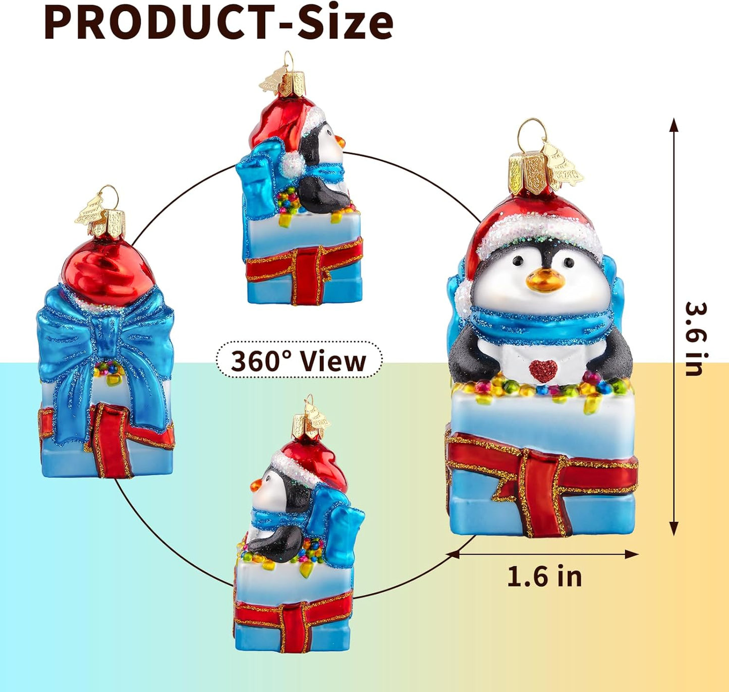 Penguin Christmas Tree Ornaments,Hand-Blown Glass Ornaments,Personalized Penguin Collection Hanging Ornaments,Christmas Decorations for Animal Lovers Holiday Birthday Party Home Gifts