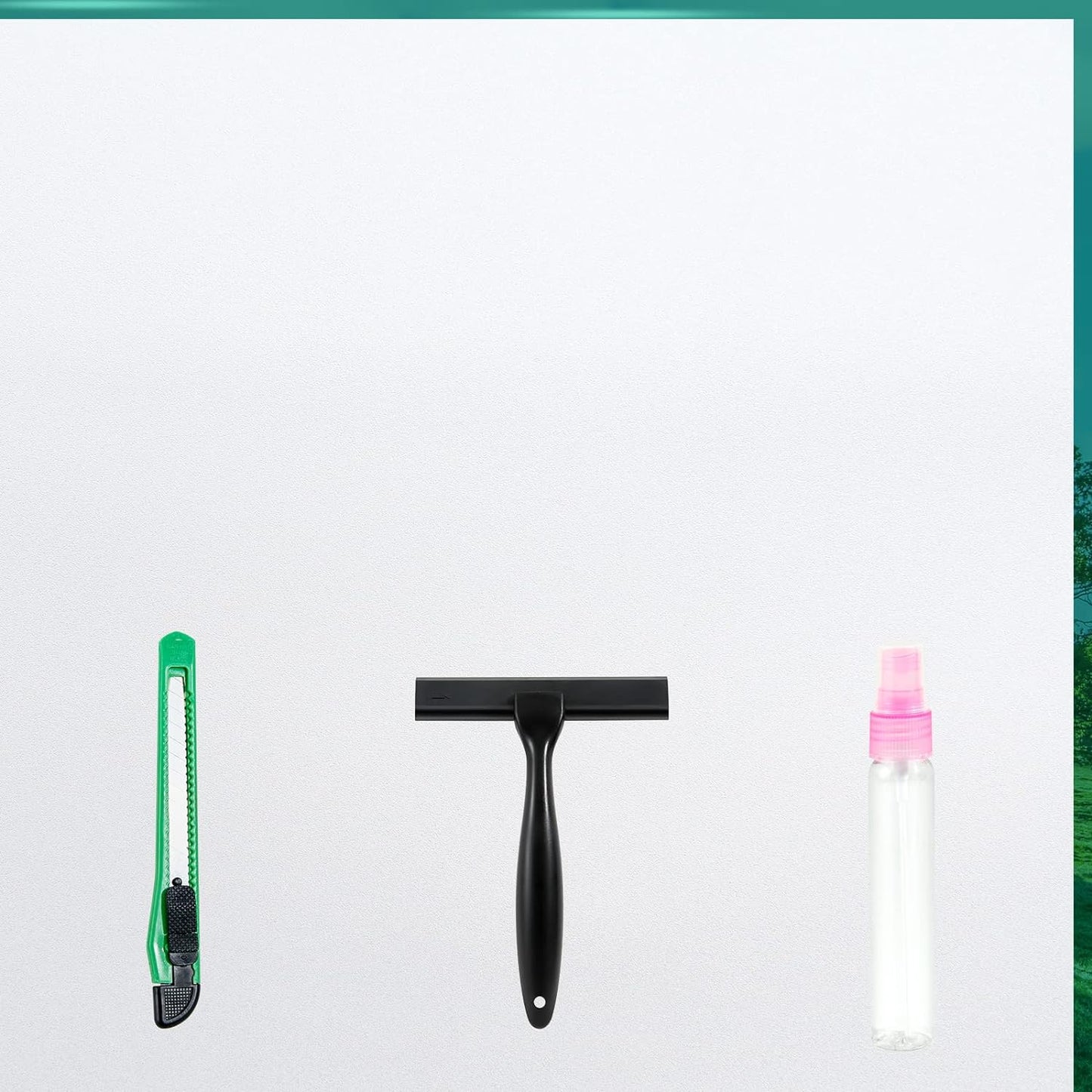 Frosted Glass Window Film with Tools,Reusable Window Privacy Film,Static Clings Window Film Kit for Home Bathroom and Office. (White, 17.5Inch×196.9Inch)