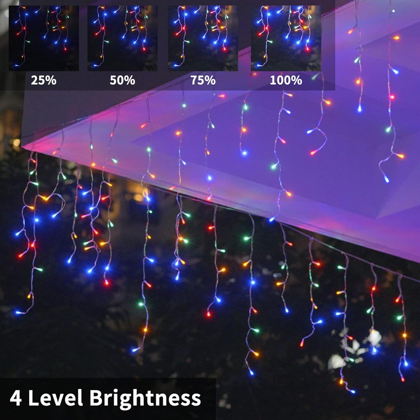 Christmas Icicle Lights Outdoor,640 LED 65.6 FT 8 Modes with Remote Control, Curtain Fairy String Lights for Christmas Decorations Holiday Wedding Party Eaves Window Yard Indoor (Multicolor)