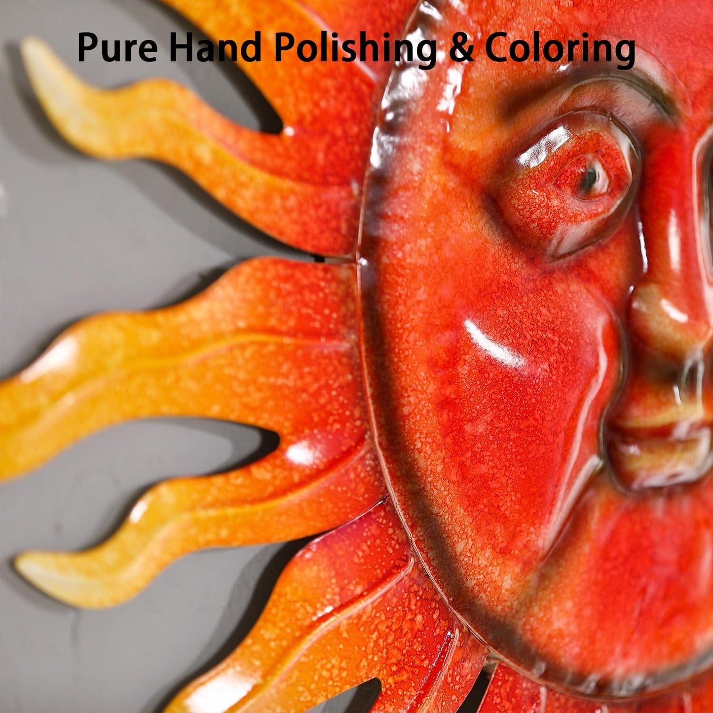 TICKCACY 33" Metal Sun Wall Art Decor, Large Sun Face Wall Art Decoration for Indoor Outdoor, Metal Wall Hanging for Living Room Bedroom Farmhouse Yard Fence Patio Garden