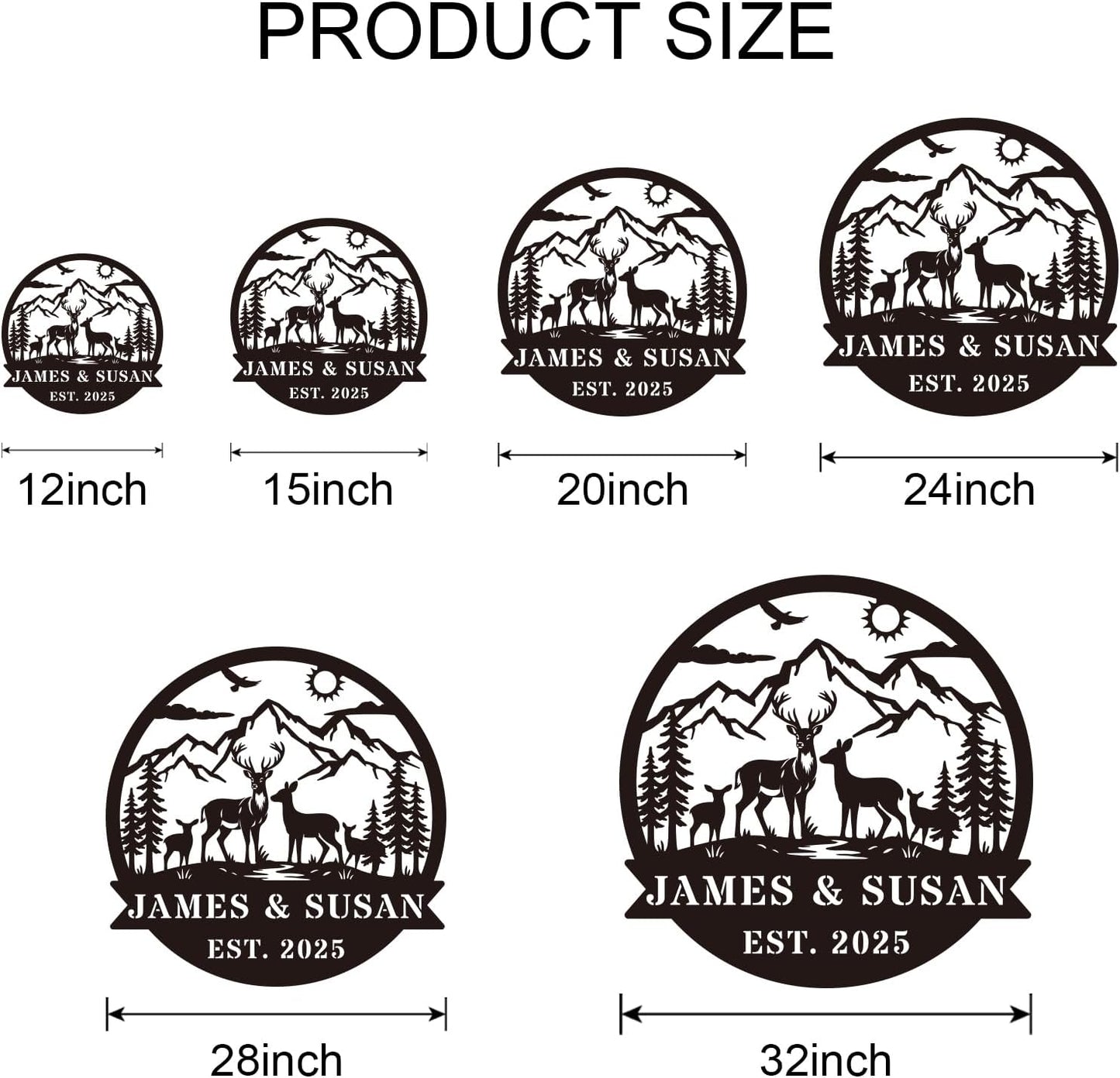 Personalized Rustic Metal Deer Cabin Sign, Outdoor Welcome Sign for Front Porch, Great Custom Metal Name Sign Gift for Hunters, Farmhouse Cabin Decor