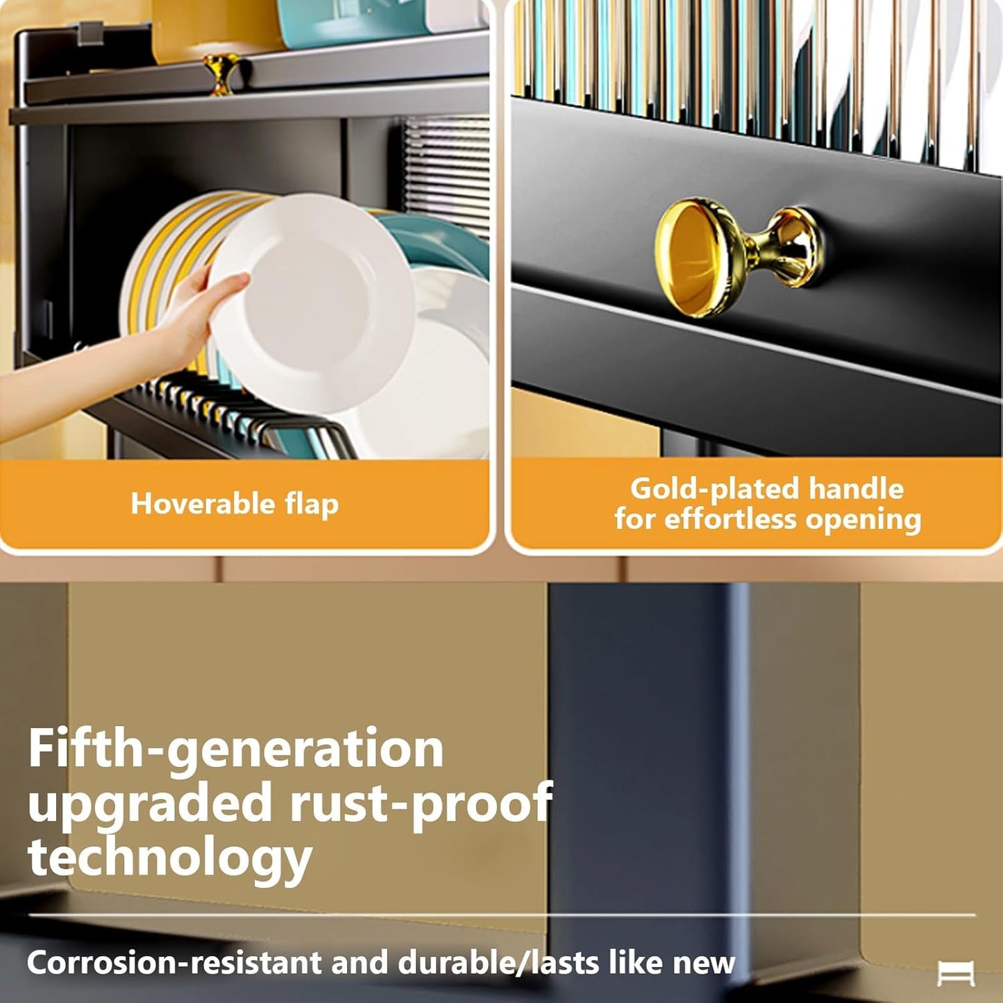 Kitchen sink rack dishwashing sink countertop dustproof cupboard storage multifunctional tableware storage drain rack double layer,KeepKitchen Sink Shlef Organized Space-Saving(White,105cm/41.3in)