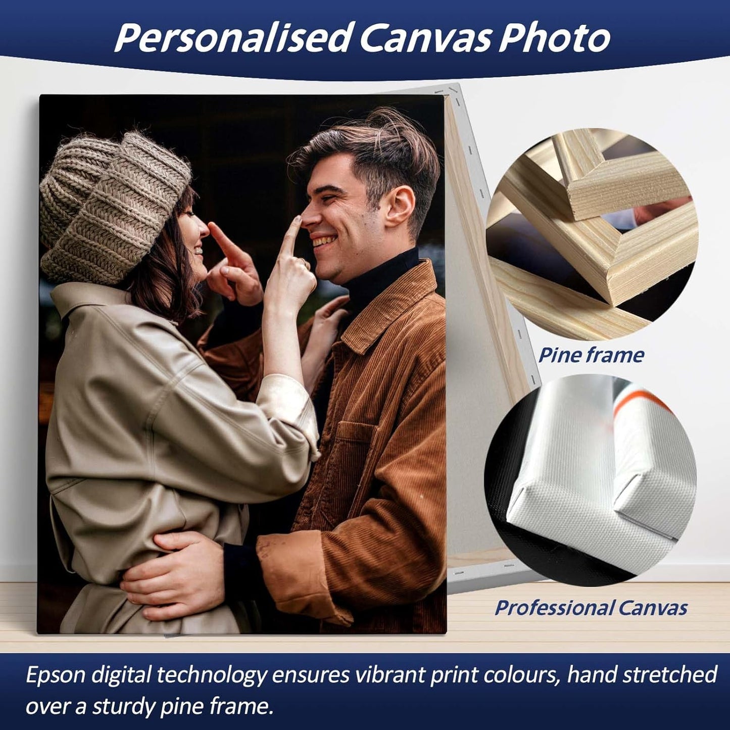 AIRUIXIO Custom Canvas Prints with Frame | Personalized Photo Canvas for Christmas Gifts | Ideal Family & Pet Wall Art Decor | Custom Canvas Wall Art 12x8Inch