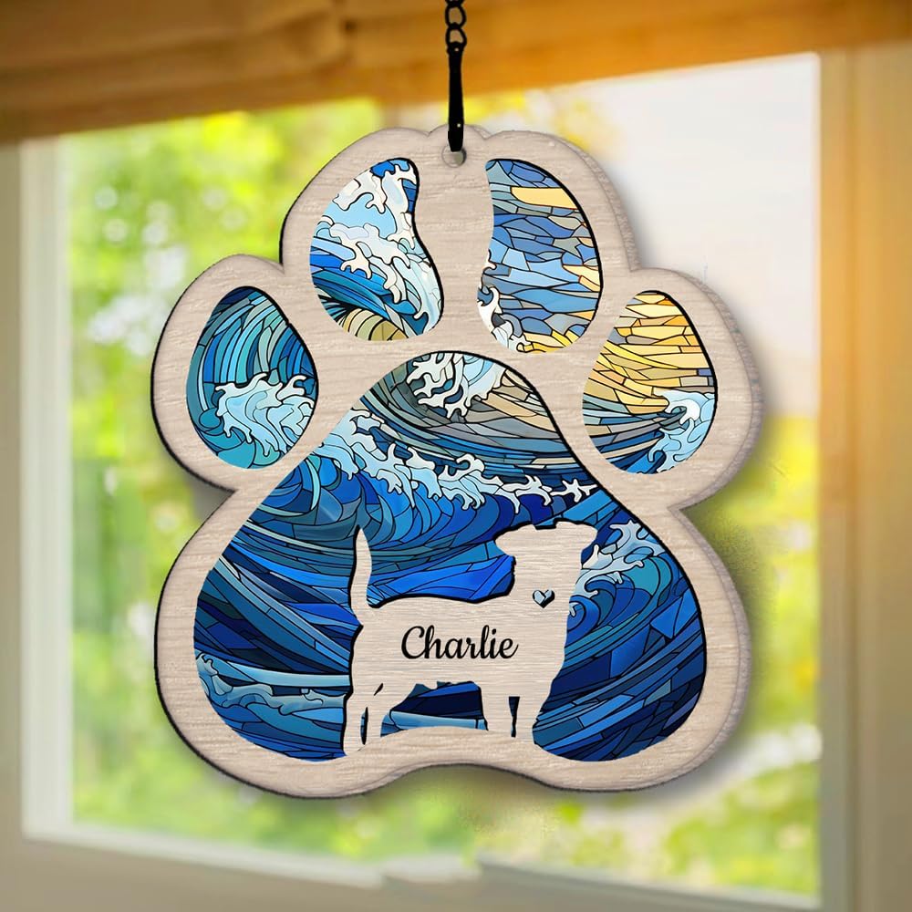Personalized Staffordshire Bull Terrier Suncatcher Dog Memorial Gifts, Custom Staffordshire Bull Terrier Ornament Christmas Tree, Pet Remembrance Gift, Loss of Dog Sympathy Gift, Pet Loss