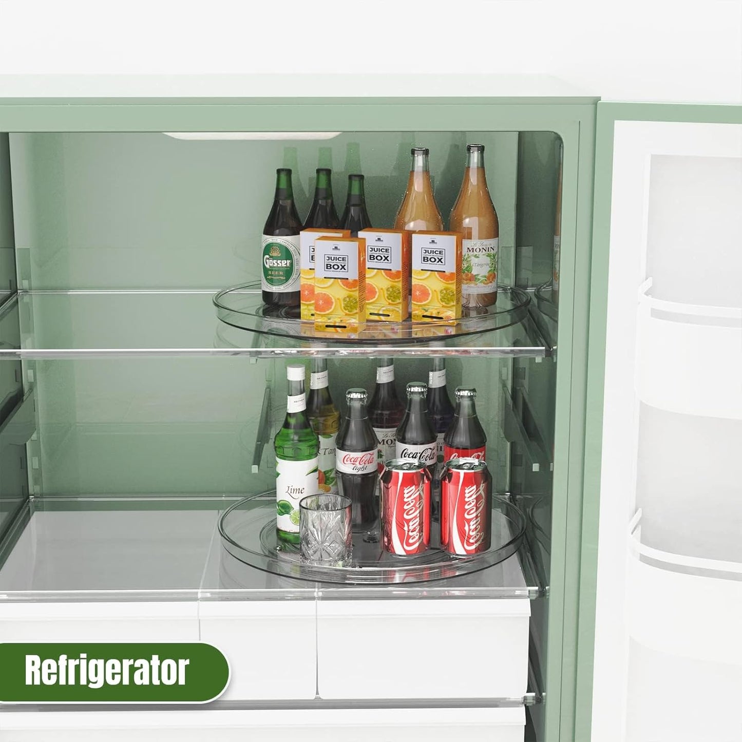 URALFA Lazy Susan Organizer for Cabinet 2 Pack, 10.6" Clear Lazy Susan Turntable Rotating Organizer, Plastic Organization and Storage Spinning Spice Rack for Kitchen, Bathroom, Pantry, Fridge, Table