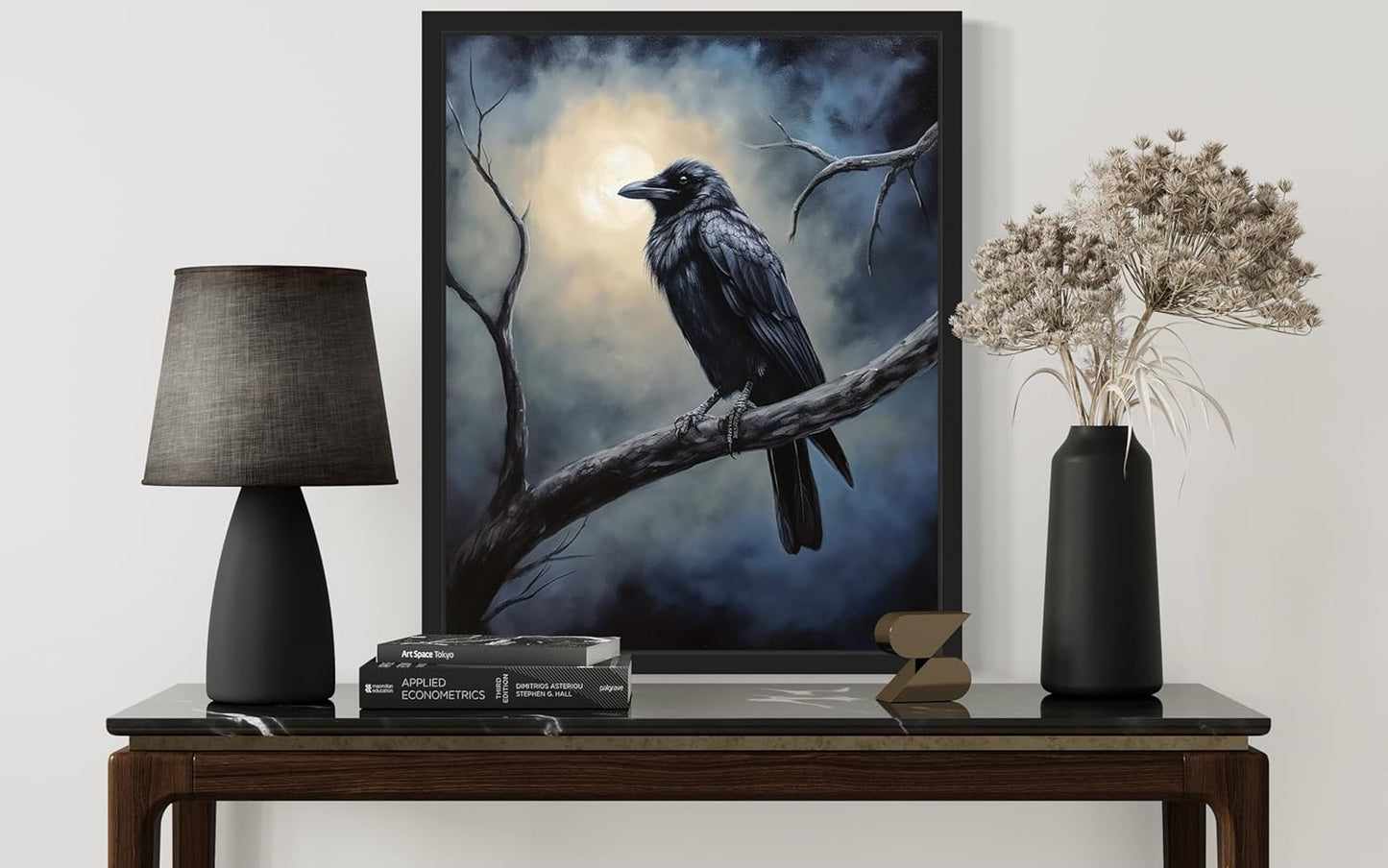 Crow under the Moonlight Poster Art Print, Halloween Scary Vintage Wall Art Academia Spooky Painting Decoration for Horror Prints, Gothic Posters Bedroom Decor 89 (Crow under the Moonlight, 11 x 14 inches, Unframed)