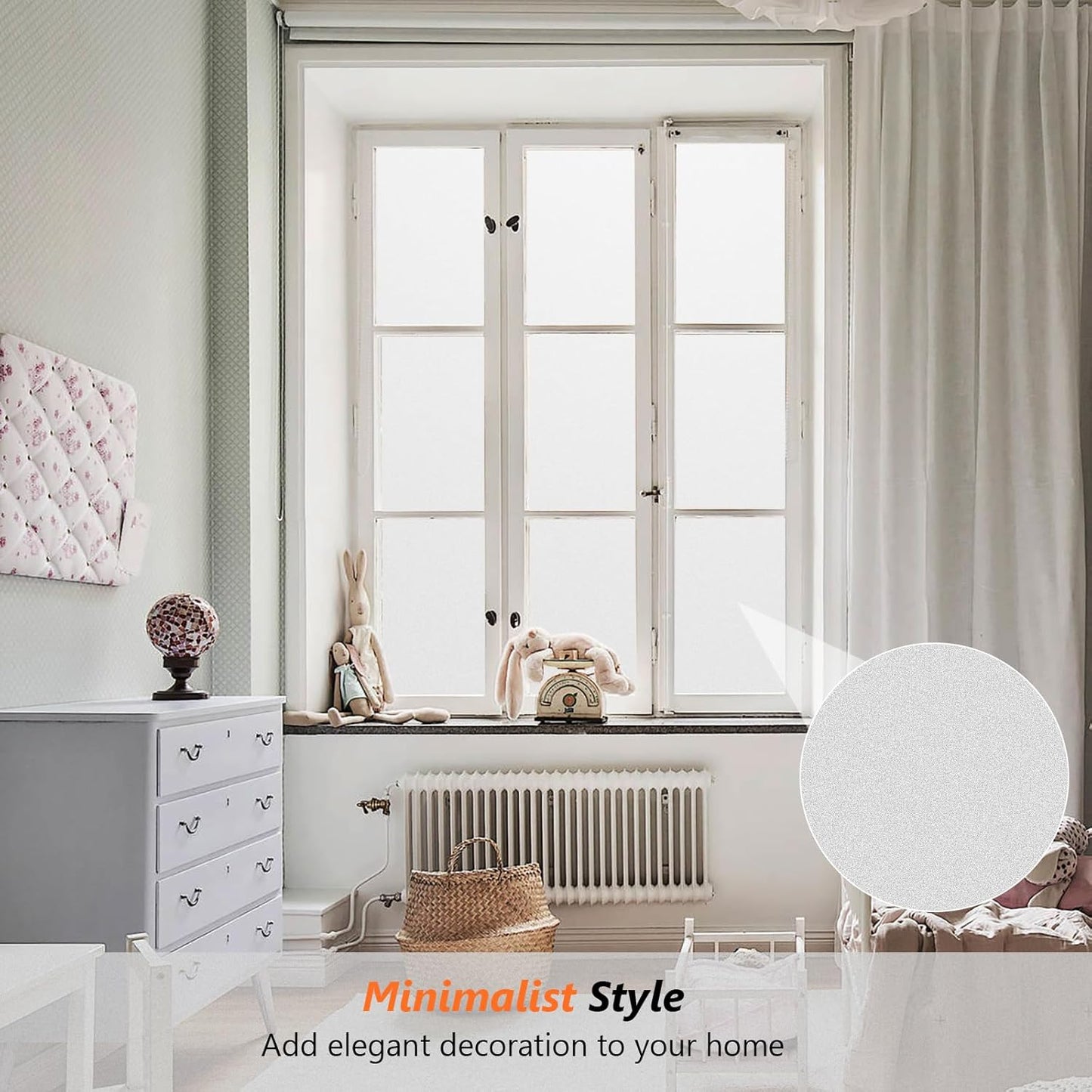 Kromapolis Window Privacy Film Frosted Glass Window Film, Heat Blocking Privacy Film for Glass Windows, Static Cling Non-Adhesive Frosting Window Stickers for Door Home (Frosted, 17.5 x 78.7 inch)