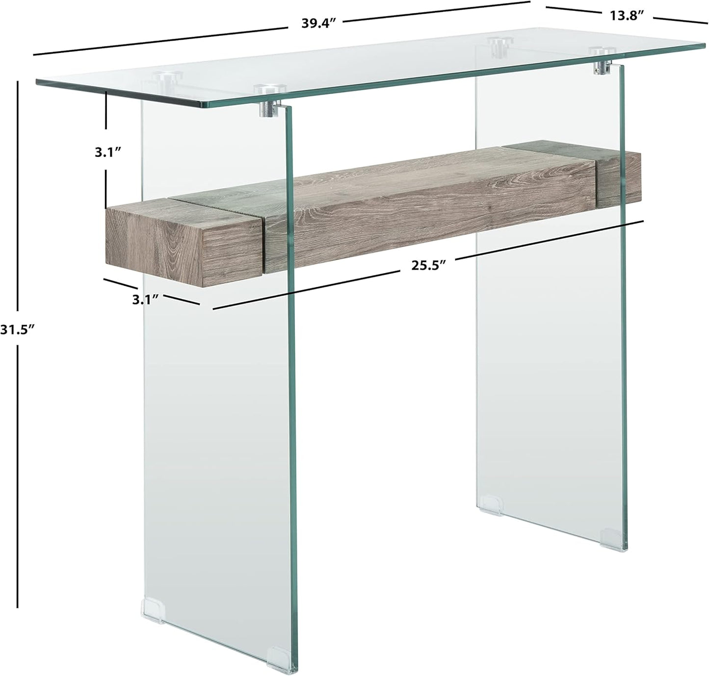 Safavieh Home Kayley Glass and Grey Oak Console Table