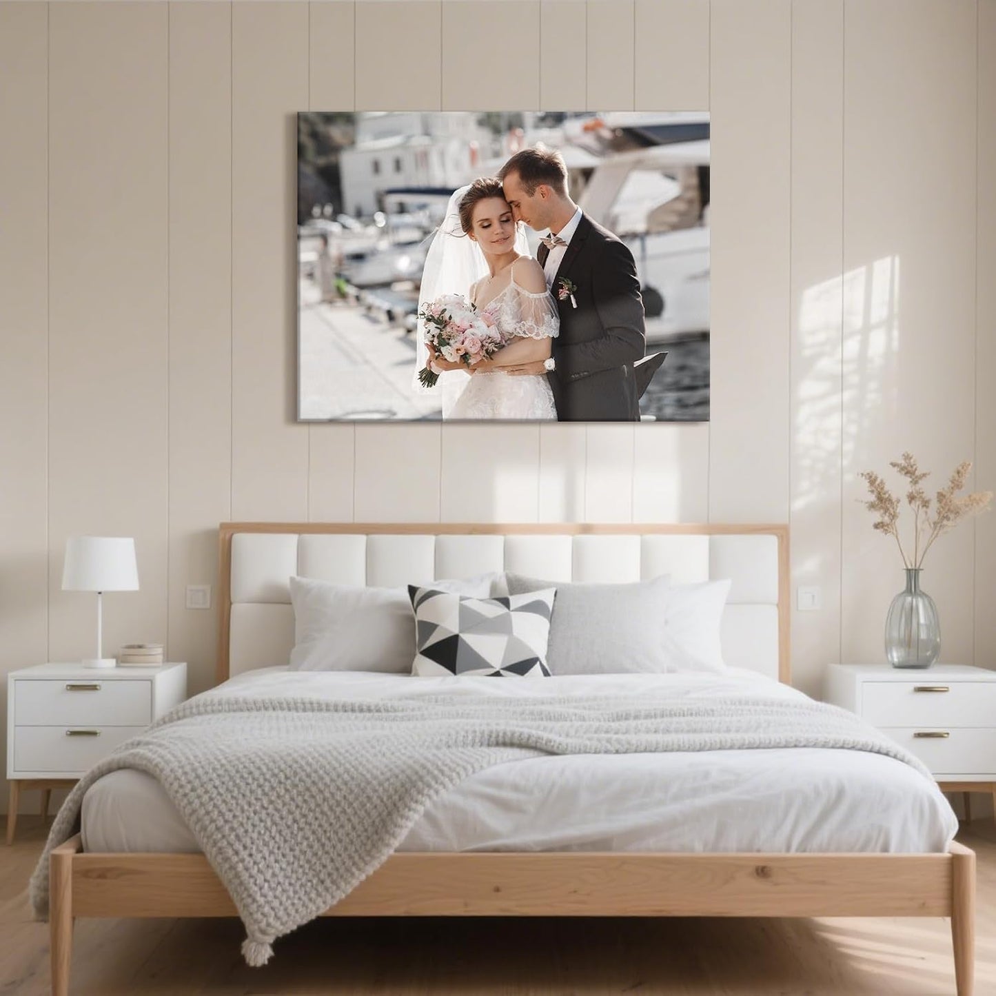 Personalized Custom Canvas Prints with Your Photos & Text, Customized Picture Print, Transform Own Images Into Framed Wall Art Digitally Printed Photo to Canvas, Keepsakes Gifts for Family 16x12’’