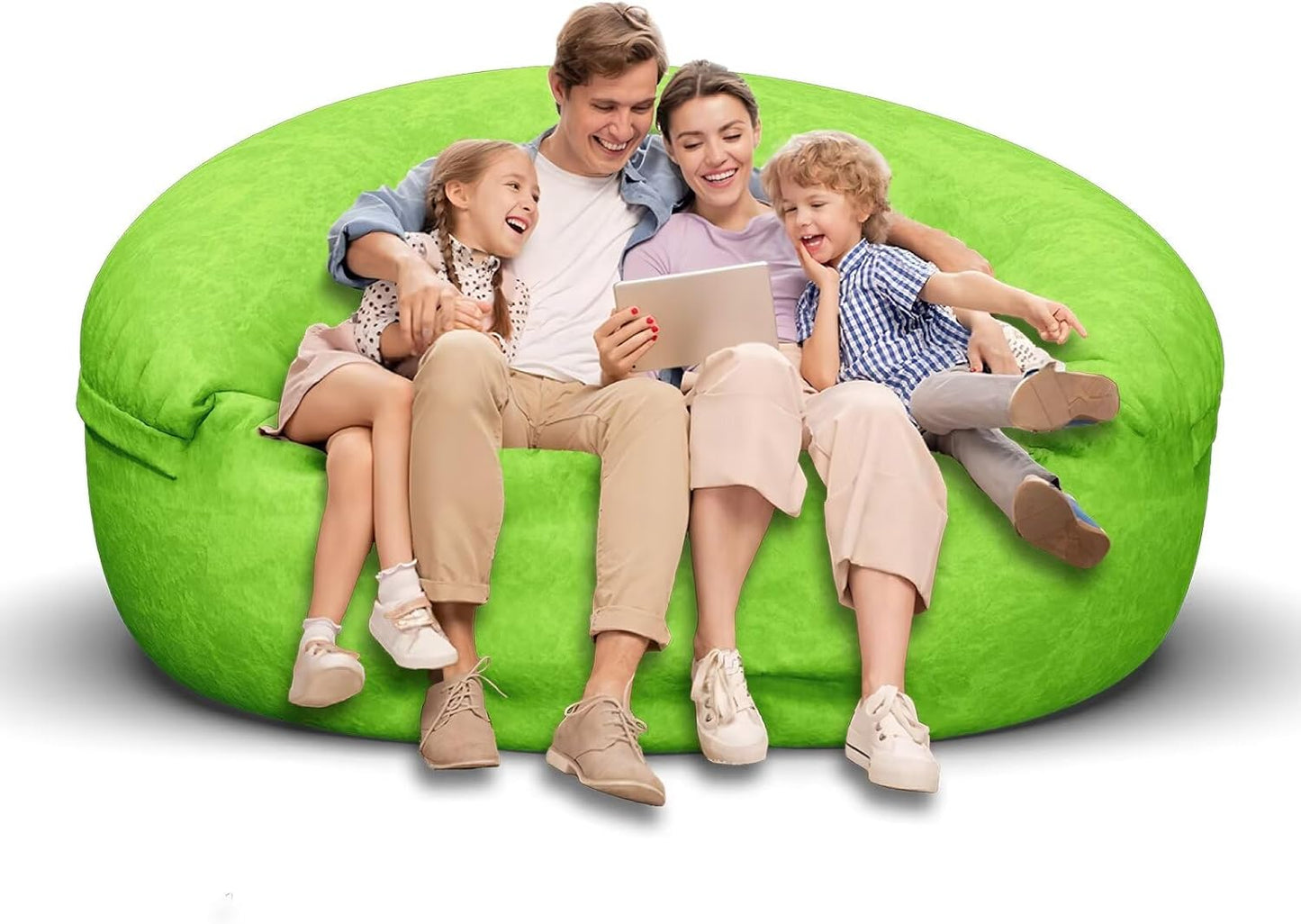 Bean Bag Chair for Adults 6FT,Soft Removable Cover for Teens/Girls Bedroom,Fluffy Giant Round Floor Beanbag Lounger Chairs (No Filler,Green)