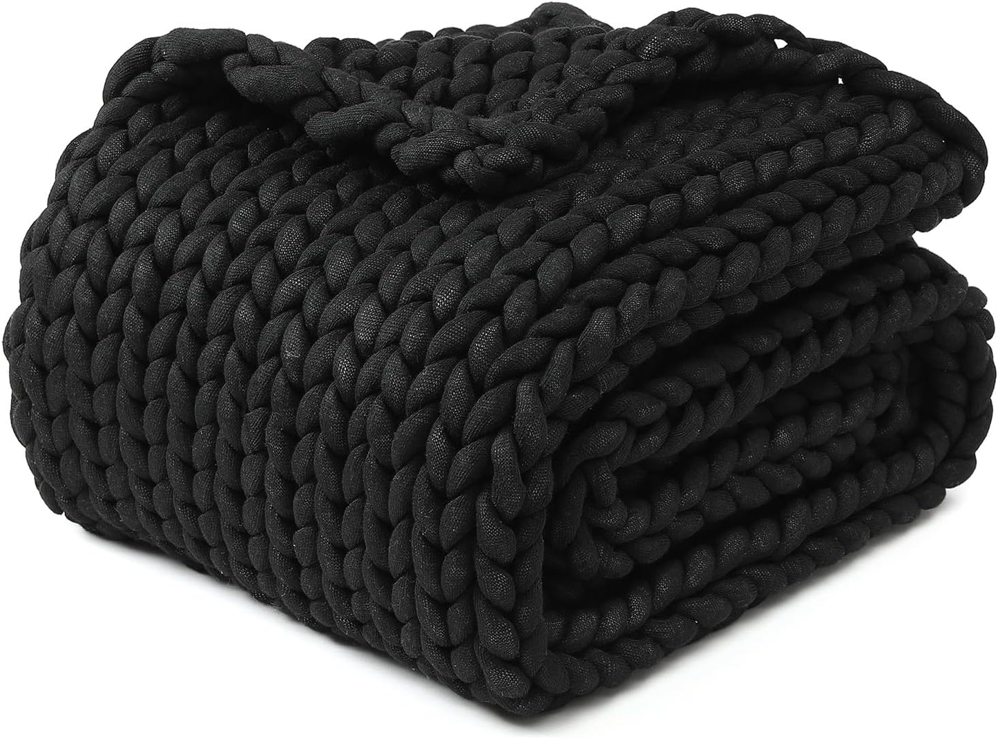YnM Chunky Throw Blanket, Medium-Weight, Hand Knitted, Skin Friendly, Ventilated and Breathable, Machine Washable, Home Décor Piece for Couch, Sofa and Bed (Black, 60x80 Inch)
