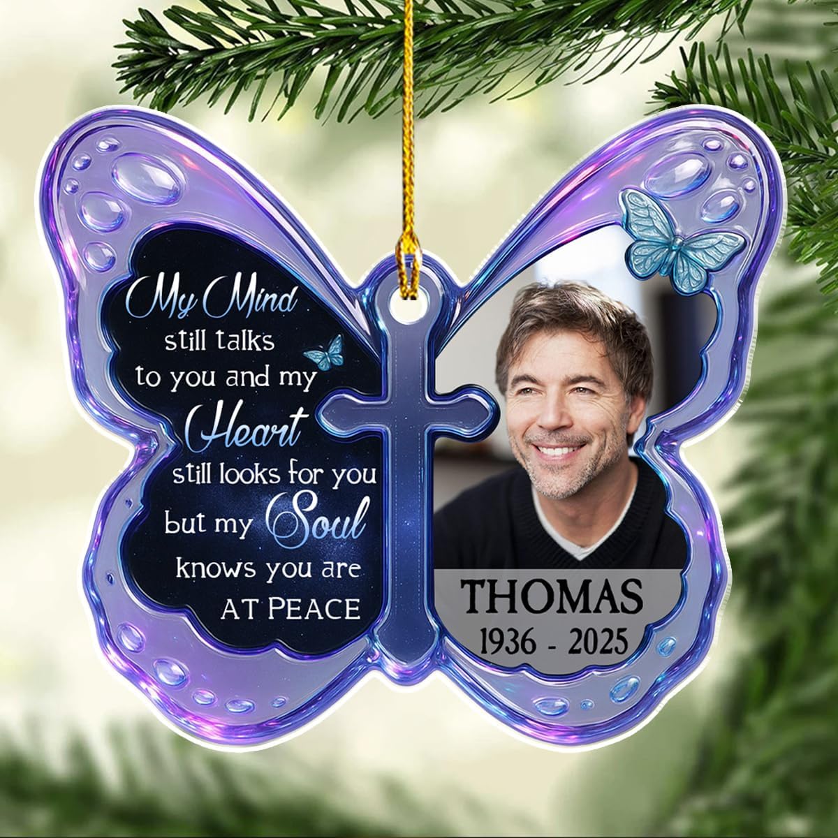 Personalized at Peace Acrylic Ornament – Memorial Gift for Loved Ones, Custom Keepsake for Remembering The Deceased