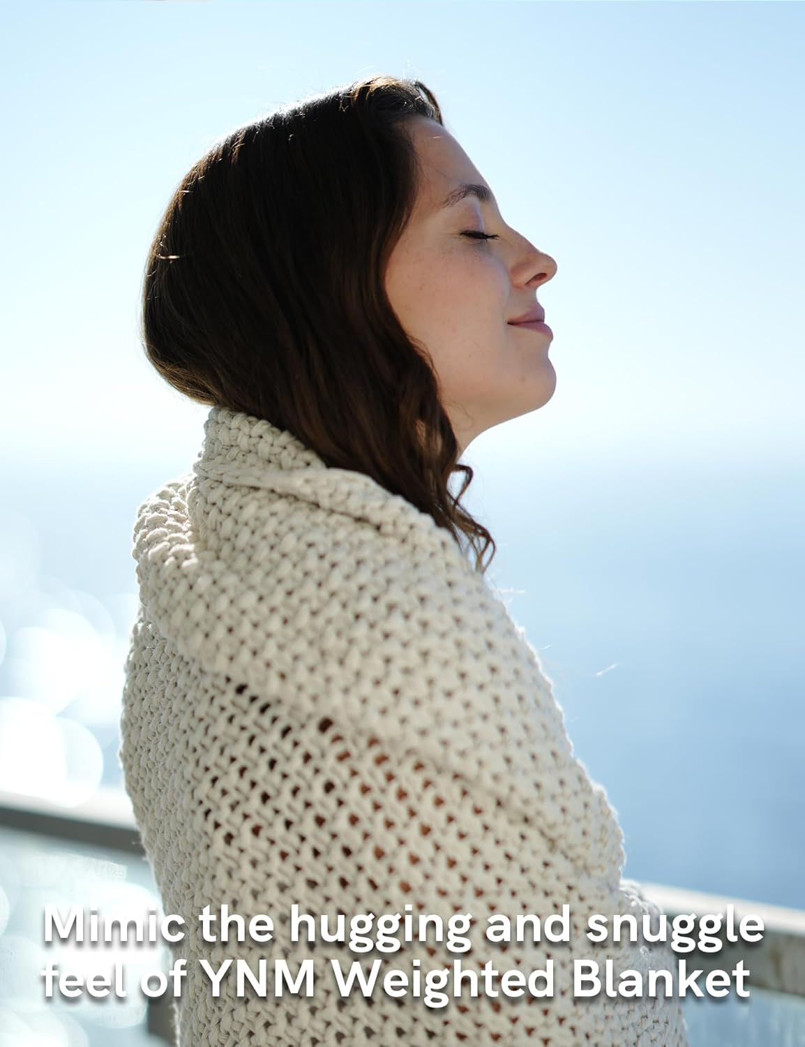 YnM Chunky Cotton Knit Throw Blanket, Cable Knit Throws for Bed Couch Sofa, Comfy & Relaxing, Decorative Piece for Farmhouse Modern Boho Rustic Scandinavian Chic Vibe, Cream White 80x87 Inches