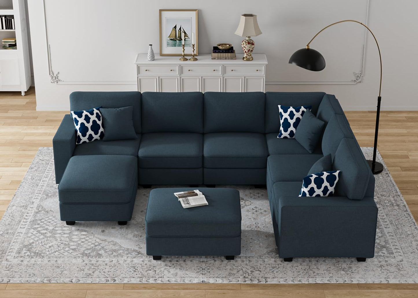 L Lengend Vansen Modular Sectional Sofa U Shaped Couch with Ottoman Modern Reversible Corner Sectional Couch for Living Room (Charcoal, U Shaped Sofa-3)