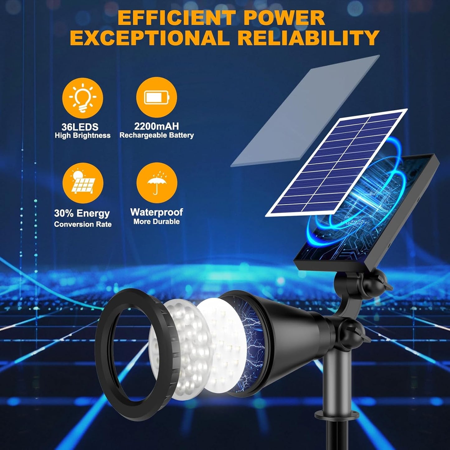 Solar Color Changing Lights, 2 Modes Solar Spotlights Outdoor Waterproof Ip65, Outdoor Lights for Outside Yard Garden Landscape Pathway Tree Decorations- 2 Pack (Multicolor)