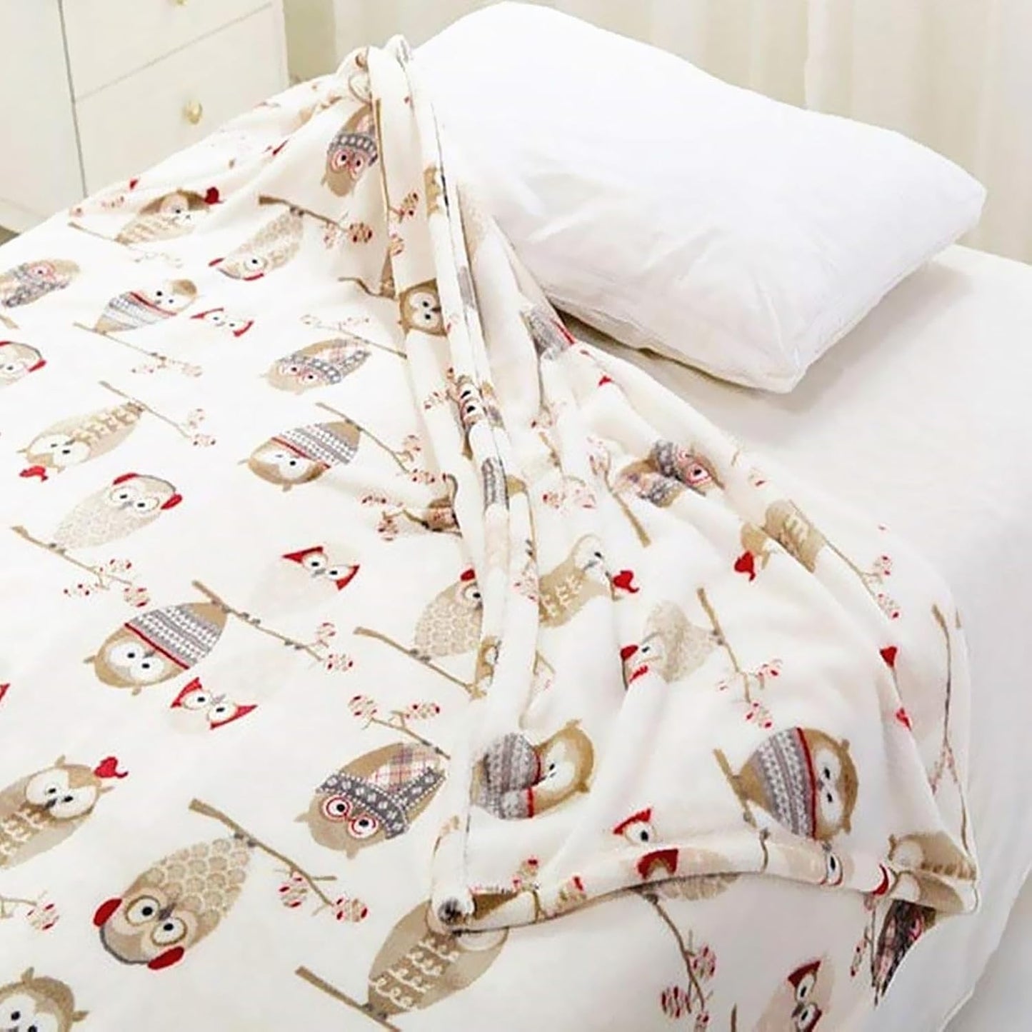 UKELER Owl Sherpa Bed Blanket King Size 90''x108''- Ultra Soft Cozy Flannel Fleece Blanket for Bed/Couch/Sofa/Office, Great Gift for Women's Day,Mother's Day,Father's Day,Thanksgiving,Christmas