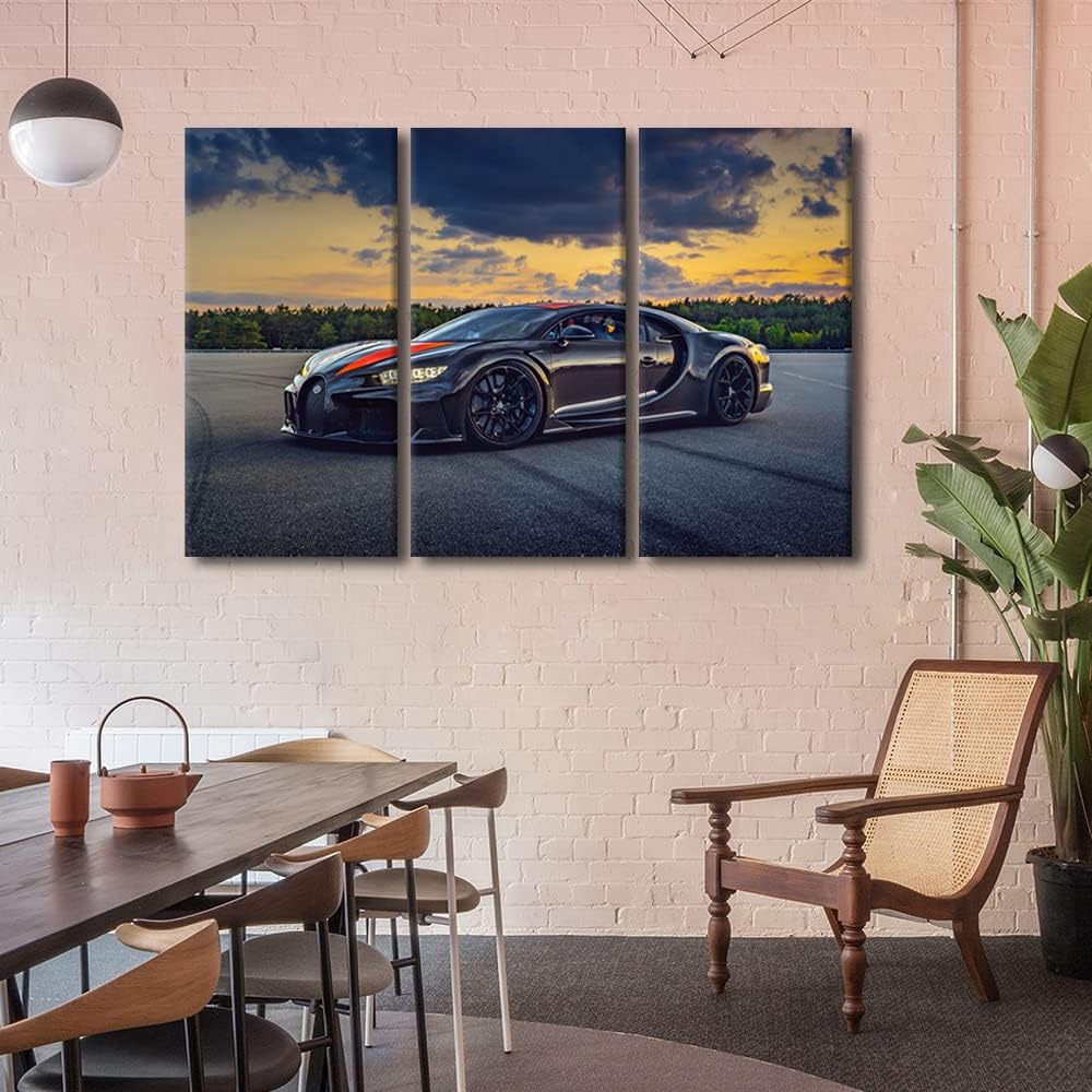 TUMOVO Sports Car Wall Art Decor Painting on Canvas - Speed Racing Pictures for Home Walls - Super Office Art Framed Modern Artwork for Living Room, Men Boys Bedroom, 42" Wx28 H