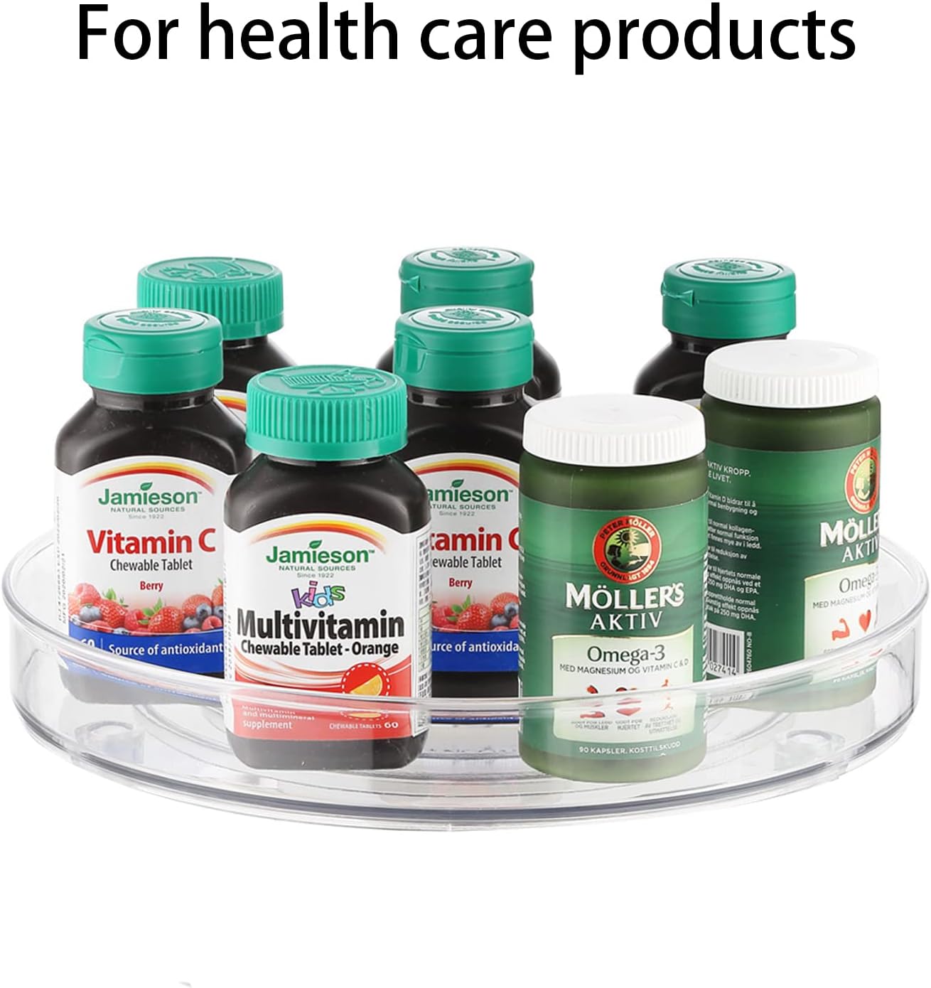 URALFA 2-Pack Lazy Susan Cabinet Organizer, Plastic Rotating Round Lazy Susan Turntable for Cabinet, Pantry, Countertop, Table, Fridge, 10.5 Inch