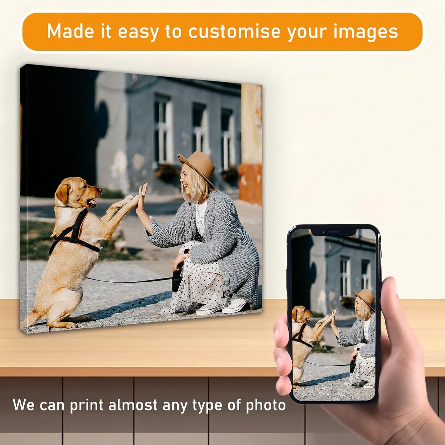 xzartdiy Custom Canvas Prints with Your Photos - Personalized Picture Print Customized Gifts for Family Home Office Wall Art Decor, Wrapped Canvas 28x40inch