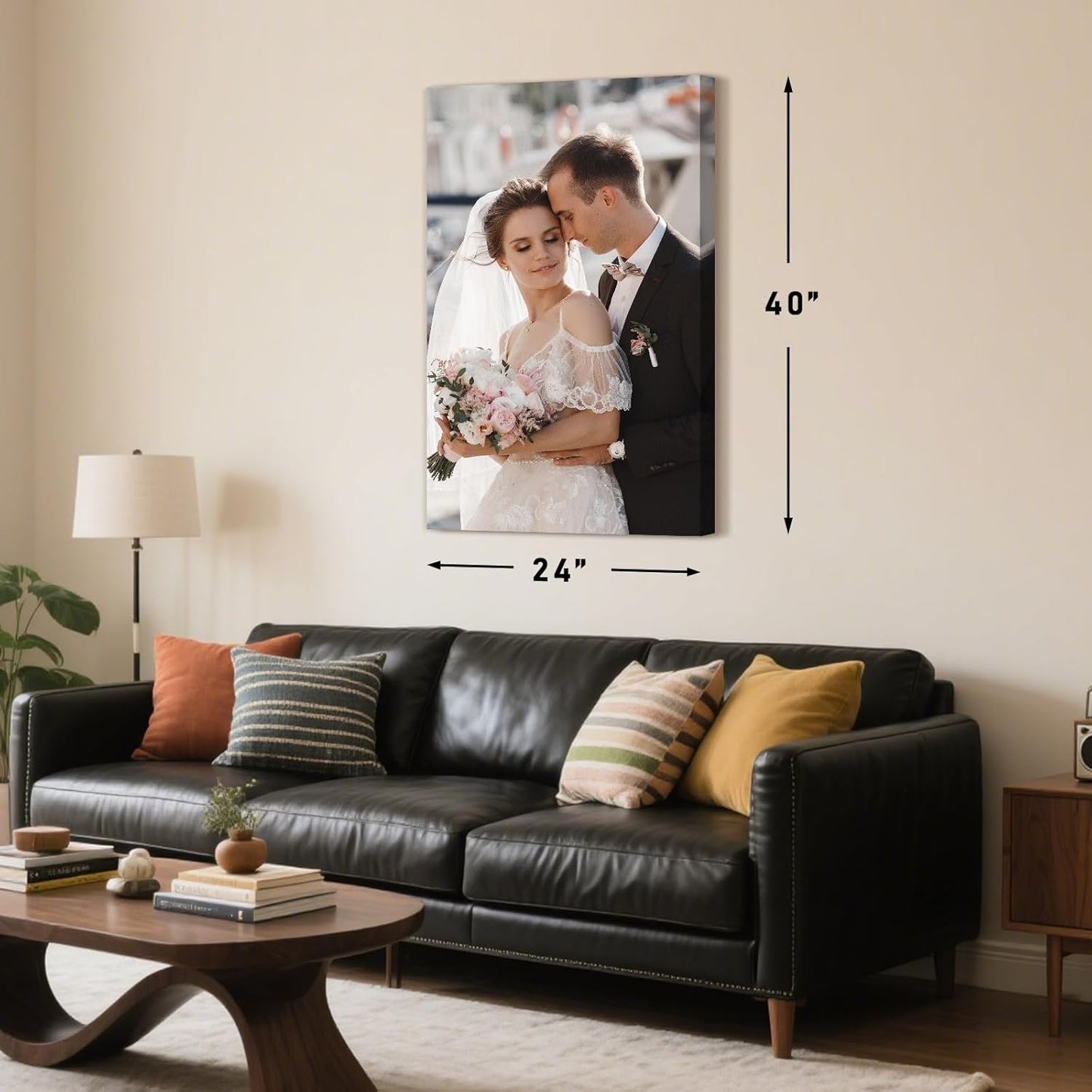Personalized Custom Canvas Prints with Your Photos & Text, Customized Picture Print, Transform Own Images Into Framed Wall Art Digitally Printed Photo to Canvas, Keepsakes Gifts for Family 24x40’’
