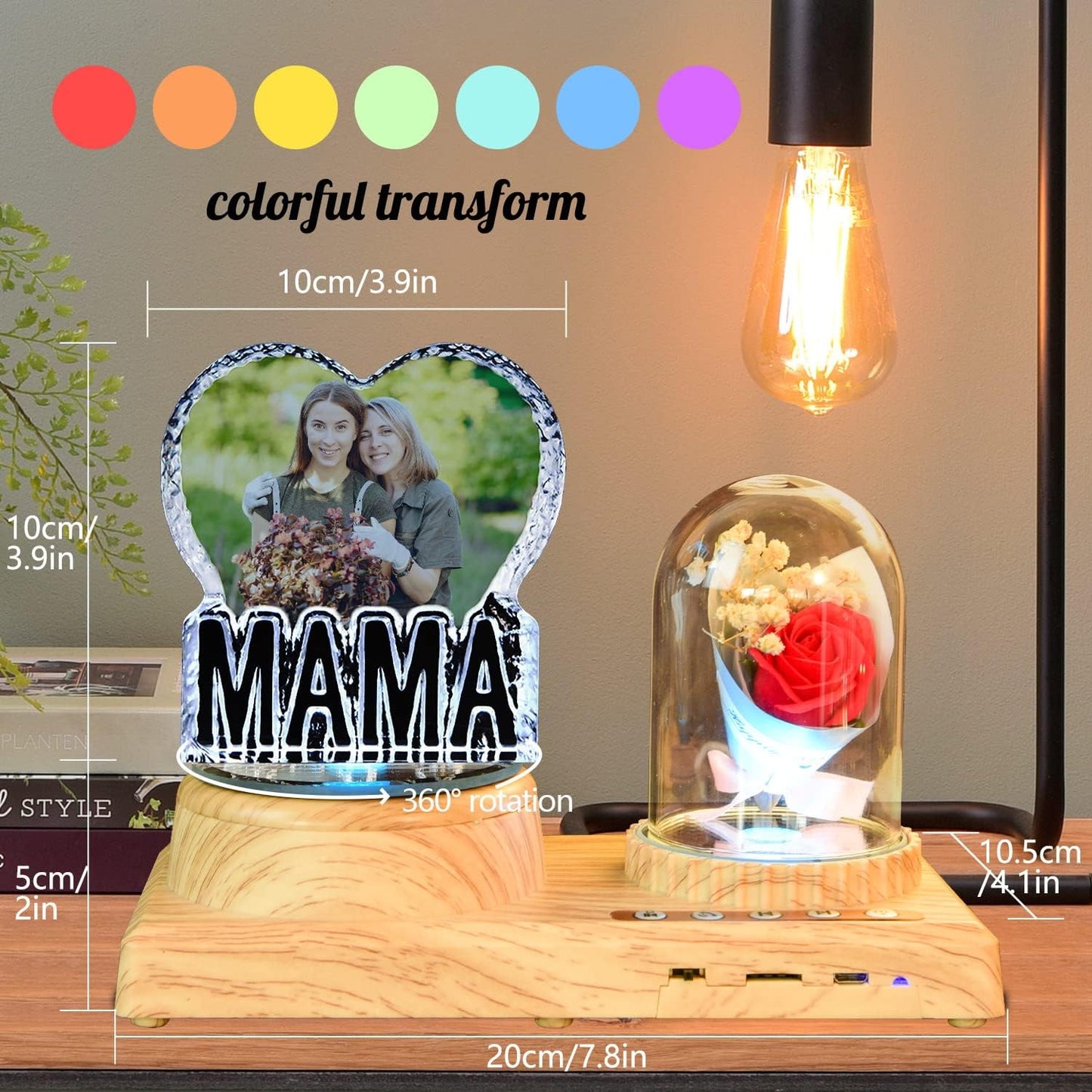 Mama Crystal Custom Picture-Personalized 3D Crystal Photo Frame, Birthday &, Wedding Gift, Mother's Day Gift for Mom, Wife and Daughter