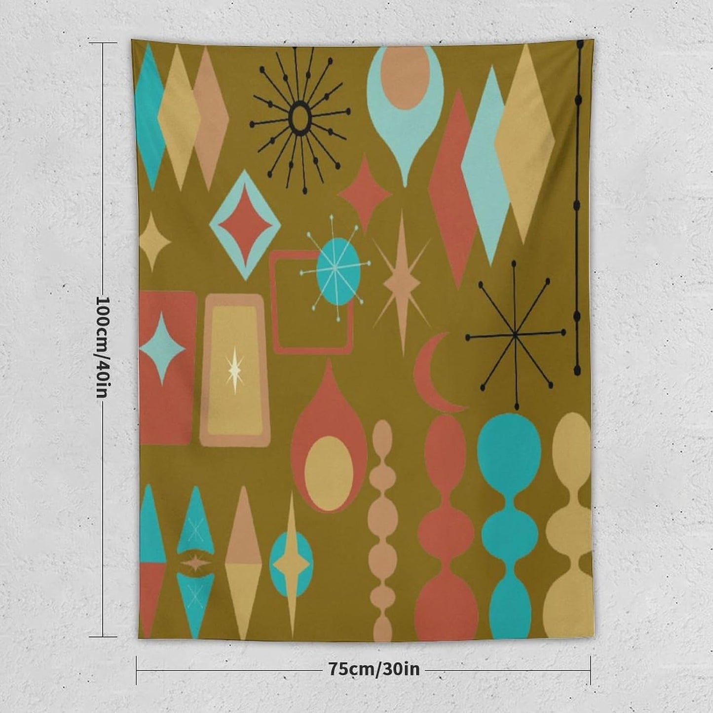 ICMOLYYENLO Boho Medieval Cat Tapestry, Abstract Atomic Starburst Geometric Aesthetic Art Wall Hanging For Bedroom Living Room Dormitory 30x40 Inches