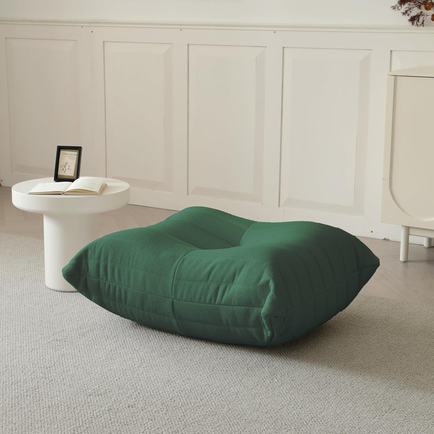 Luxury Ottomans, Modern Square Foot Rest for Sofa Couch Chair, Lazy Floor Seating, Fireside Bean Bag Chair, Tatami Sofa Lounger for Living Room, Bedroom, Office, Green