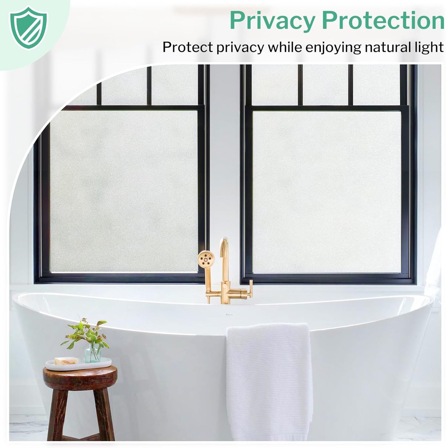 DOWELL Window Privacy Film, Frosted Glass Window Film, Static Cling Non-Adhesive Glass Clings, Sun Blocking Opaque Coverings, Reusable Door Stickers for Bathroom Home Office, Pure, 17.5" x 78.7"