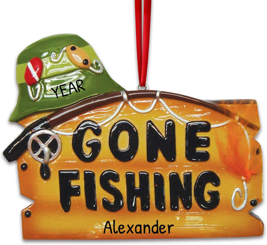 Personalized Fishing Ornament 2022 - Fly Fishing Ornament, 12 Days of Fishmas, Fishing Ornaments for Christmas Tree, Boat Ornament - Gone Fishing - Free Customization