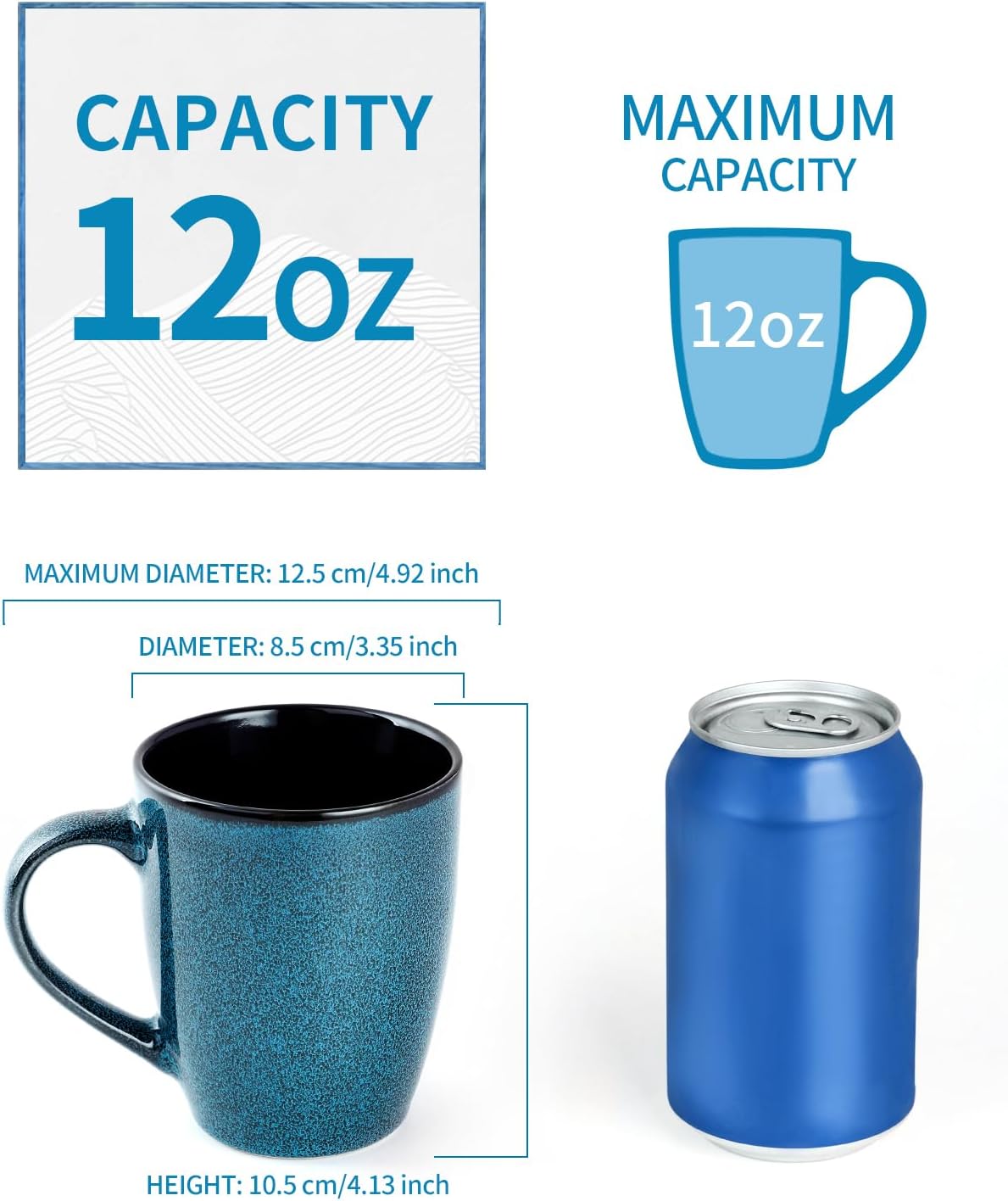 Ceramic Mugs 12oz,Large Ceramic Coffee Cups for Men, Women, Dad, Mom, Modern Coffee Mugs With Handle For Tea,Latte,Cappuccino,Cocoa. (green 4pack)