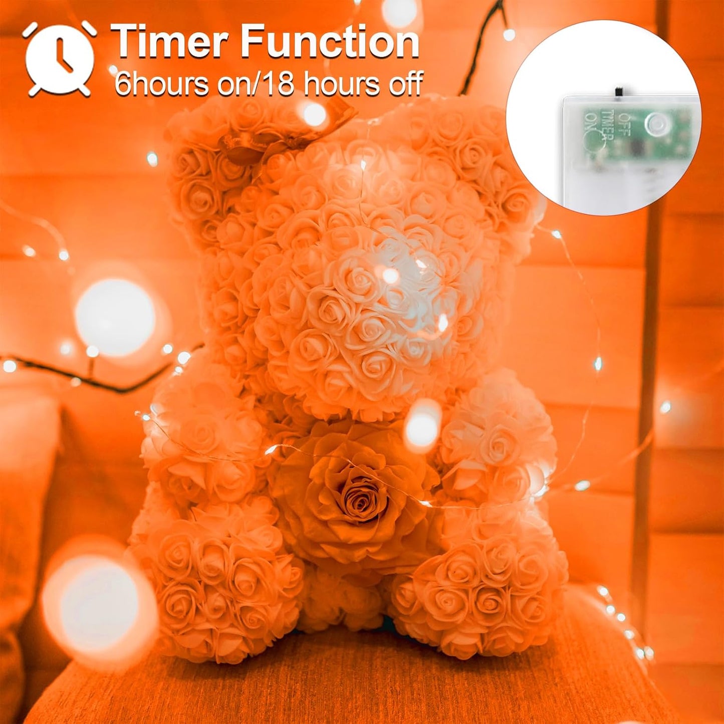 Halloween Fall Decorations Orange Fairy String Lights Indoor, Battery Operated with Timer, 2 Pack Total 33FT 100 Led Mini Battery Powered Twinkle Mason Jar Waterproof Firefly Lights DIY Party