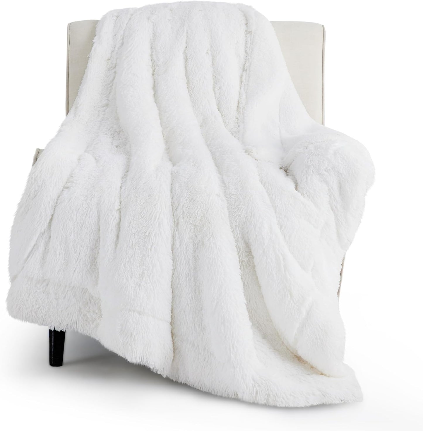 Bedsure GentleSoft Fluffy White Throw Blanket, White Decor Fuzzy Gifts for Women, Soft Cozy Furry Sherpa Fleece Plush Thick Warm Shaggy Faux Fur Throw Blanket for Couch, Bed, Camping, Travel, 50x60
