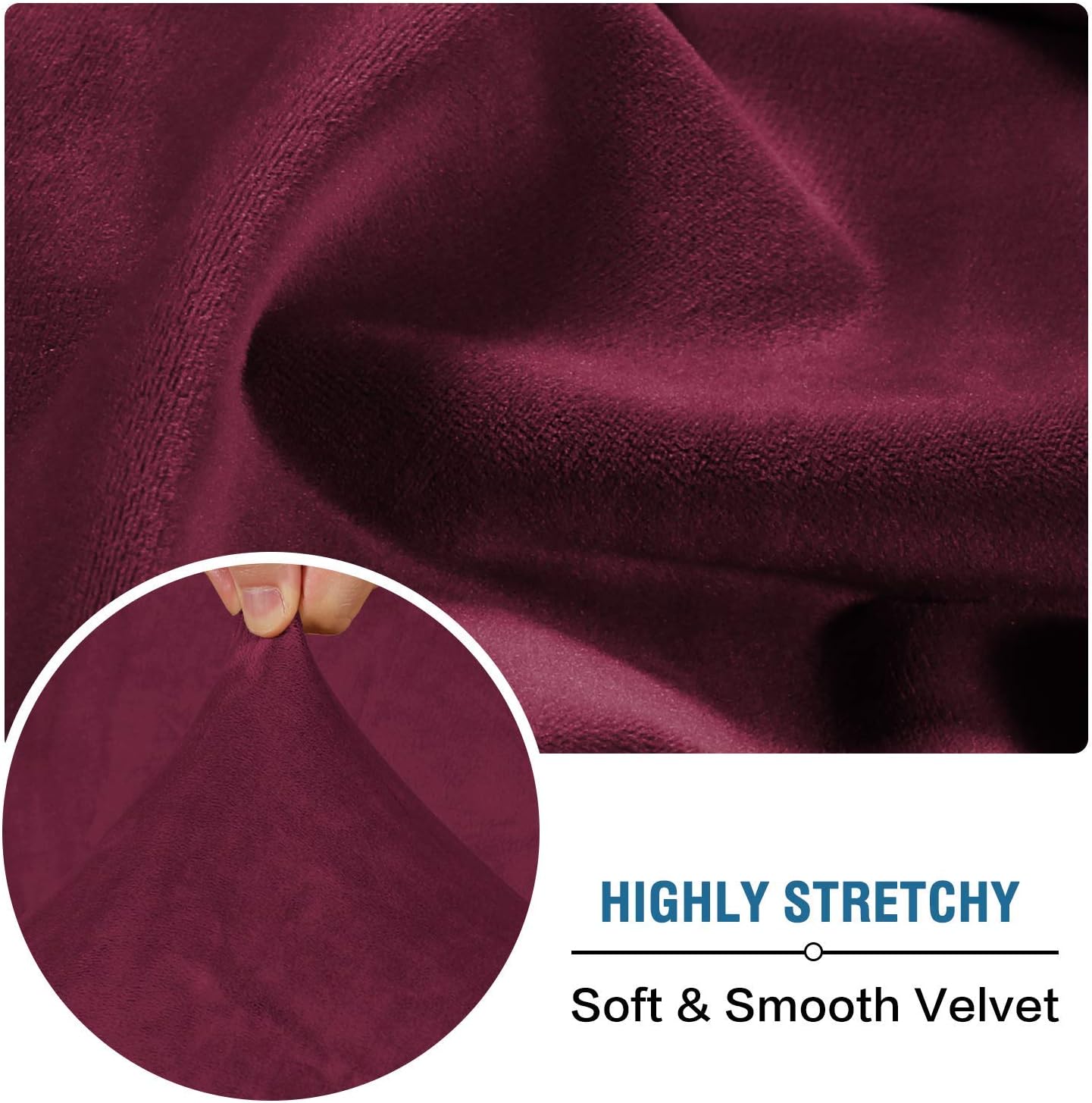 H.VERSAILTEX Velvet Stretch Couch Cushion Cover Plush Cushion Slipcover for Chair Loveseat Sofa Cushion Furniture Protector Seat Cushion Sofa Cover (3 Piece XL Sofa Cushion Covers, Burgundy)
