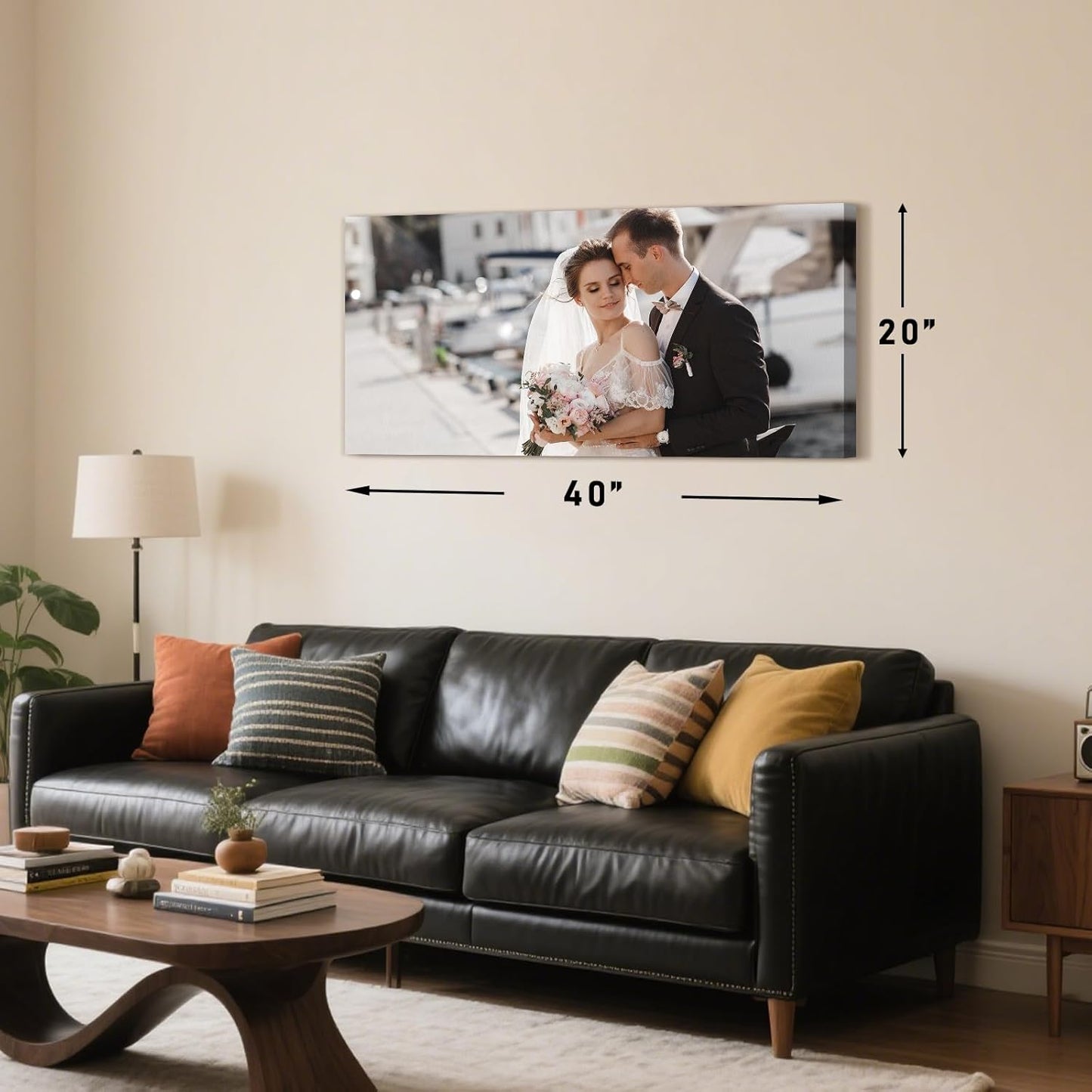 Personalized Custom Canvas Prints with Your Photos & Text, Customized Picture Print, Transform Own Images Into Framed Wall Art Digitally Printed Photo to Canvas, Keepsakes Gifts for Family 16x8’’