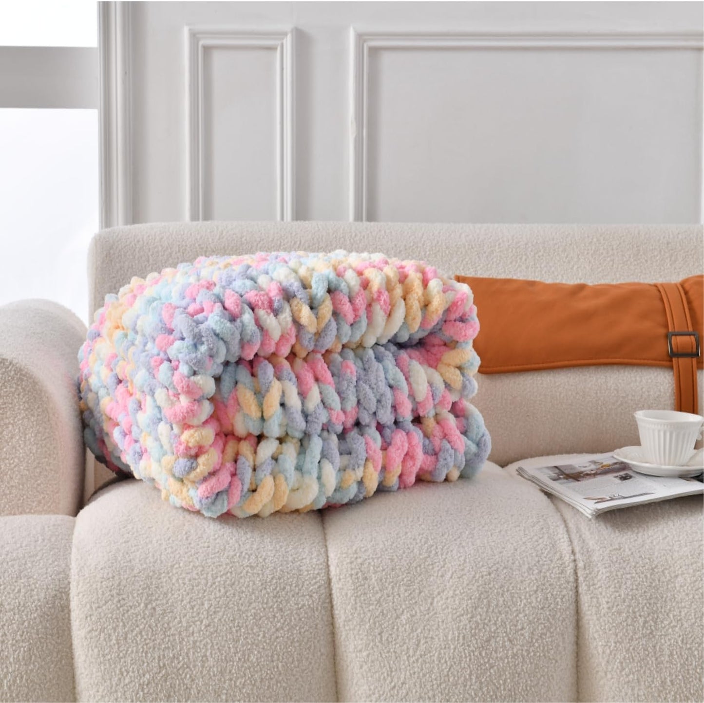 Ultra Soft Chunky Knit Blanket Throw -50x60 Hand Knitted Warm Chenille Throw Blanket, Home Decor Soft Thick Yarn Cable Knit Blanket Breathable Fleece Banket Christmas for Couch Bed Sofa Best GIF