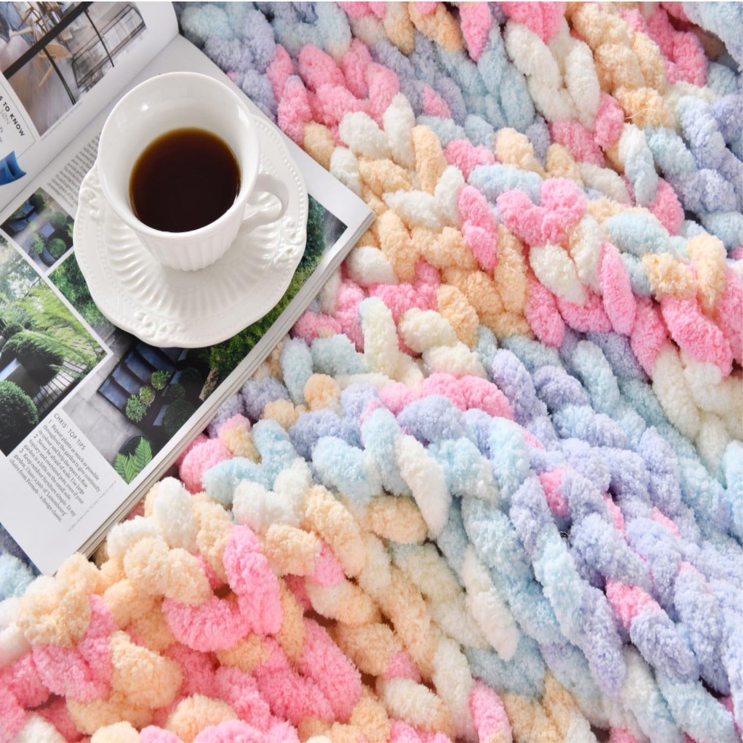 Ultra Soft Chunky Knit Blanket Throw -40x50 Hand Knitted Warm Chenille Throw Blanket, Home Decor Soft Thick Yarn Cable Knit Blanket Breathable Fleece Banket Christmas for Couch Bed Sofa Best GIF