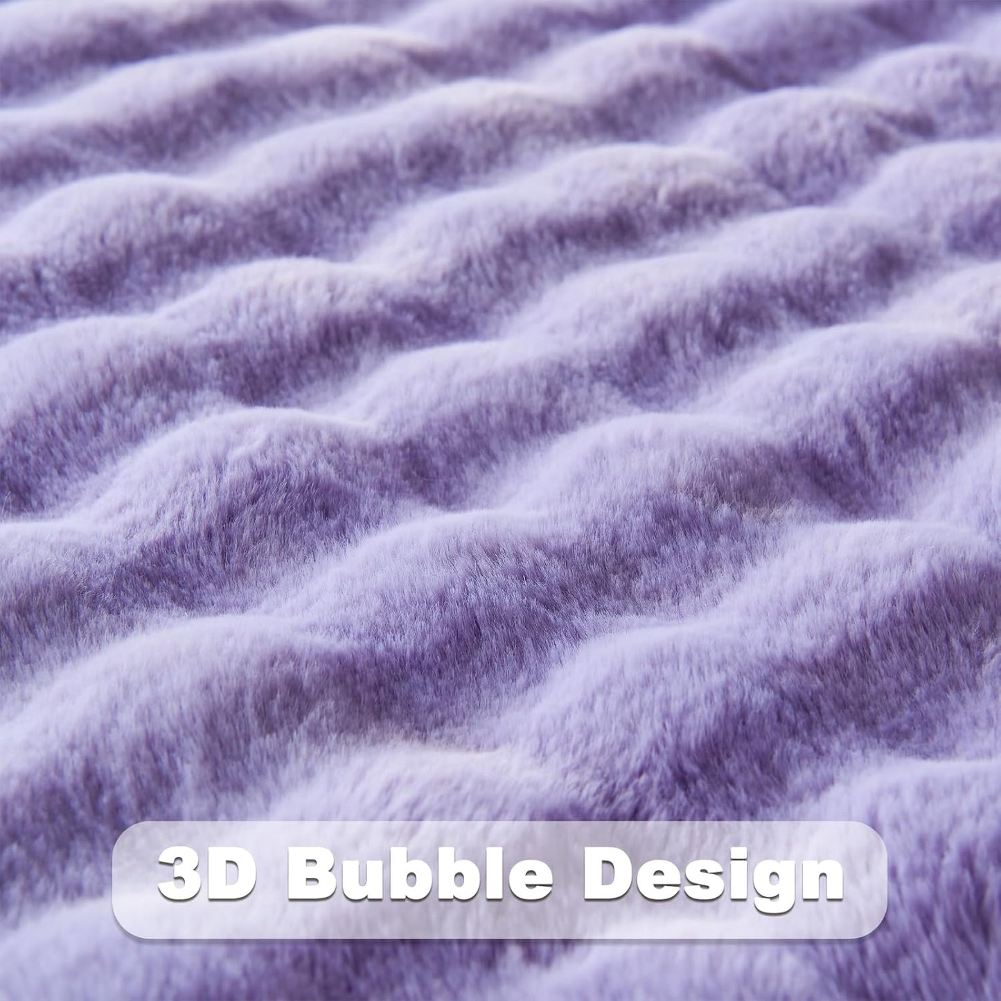 NEWCOSPLAY Faux Fur Throw Blanket Lavender Bubble Blanket Thick Warm Soft for Couch Sofa Bed 550GSM (Lavender, Throw(50"x60"))