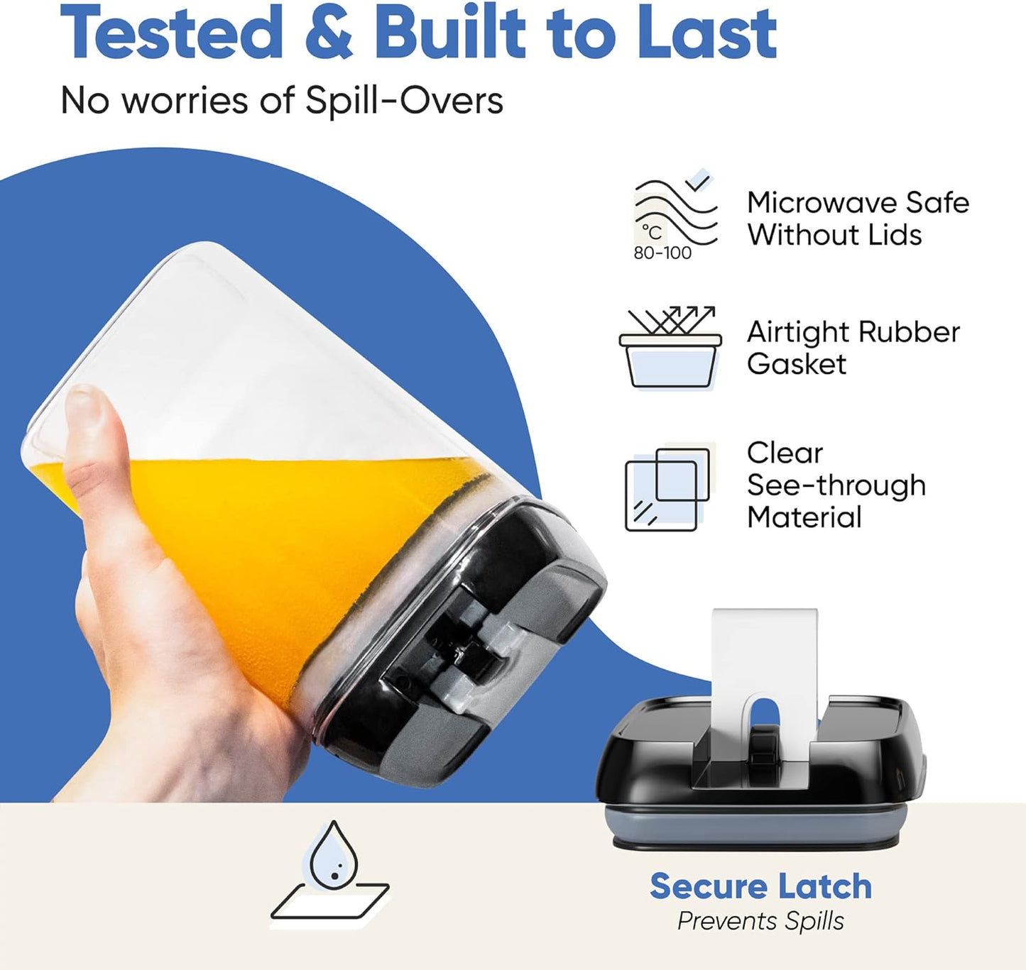 Chef's Path - Set of 7 Airtight Food Storage Containers for Kitchen Storage - Clear Plastic - Durable Strong Lids - Labels and Chalk Marker