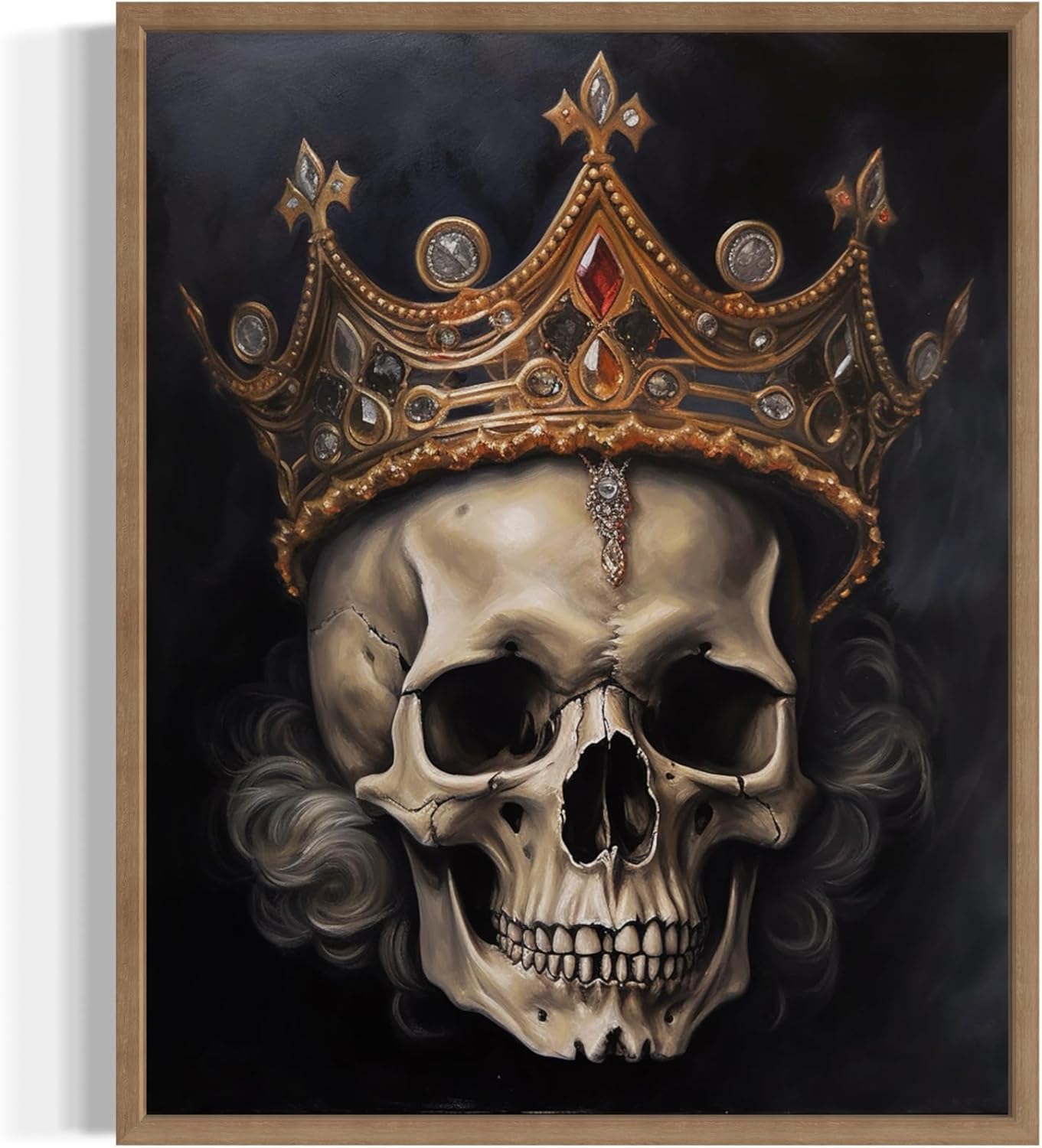 Skull Queen Poster Art Print, Halloween Scary Vintage Wall Art Academia Spooky Painting Decoration for Horror Prints, Gothic Posters Bedroom Decor 89 (Skull Queen, 8 x 10 inches, Wood Frame)