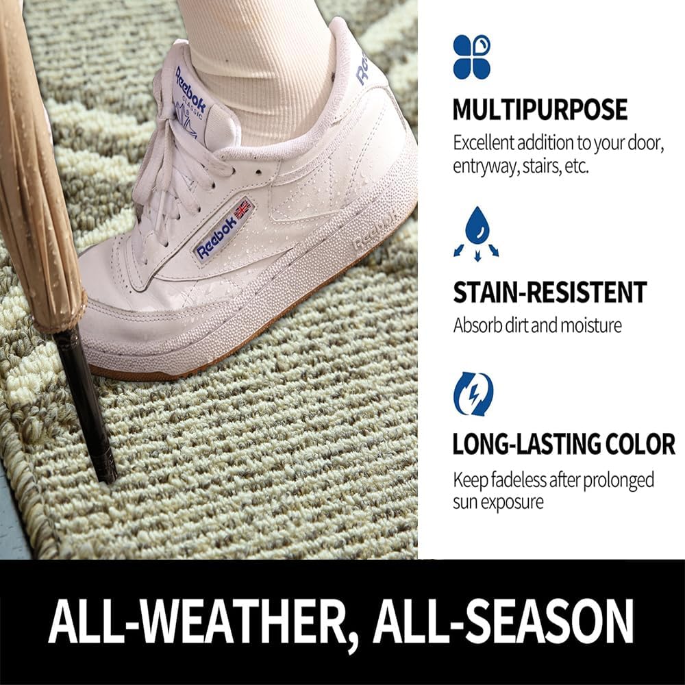 Door Mat Indoor Entrance, Large Welcome Mat Outdoor, Non Slip Front Door Mat Entryway（20x32）