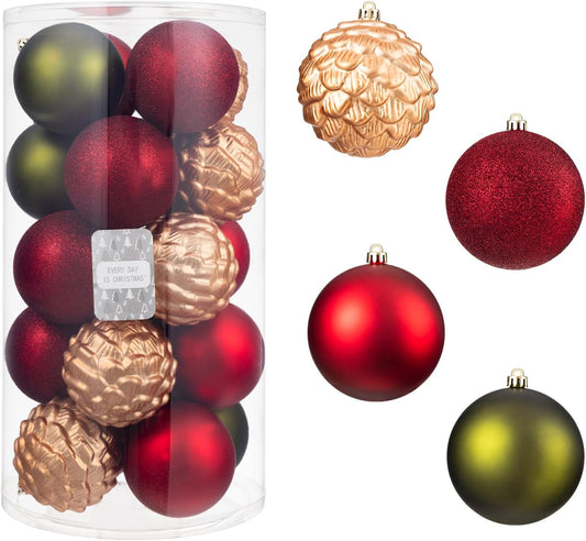 Every Day is Christmas 20ct Shatterproof Christmas Ornaments, 3.6" Plastic Christmas Balls Decoration