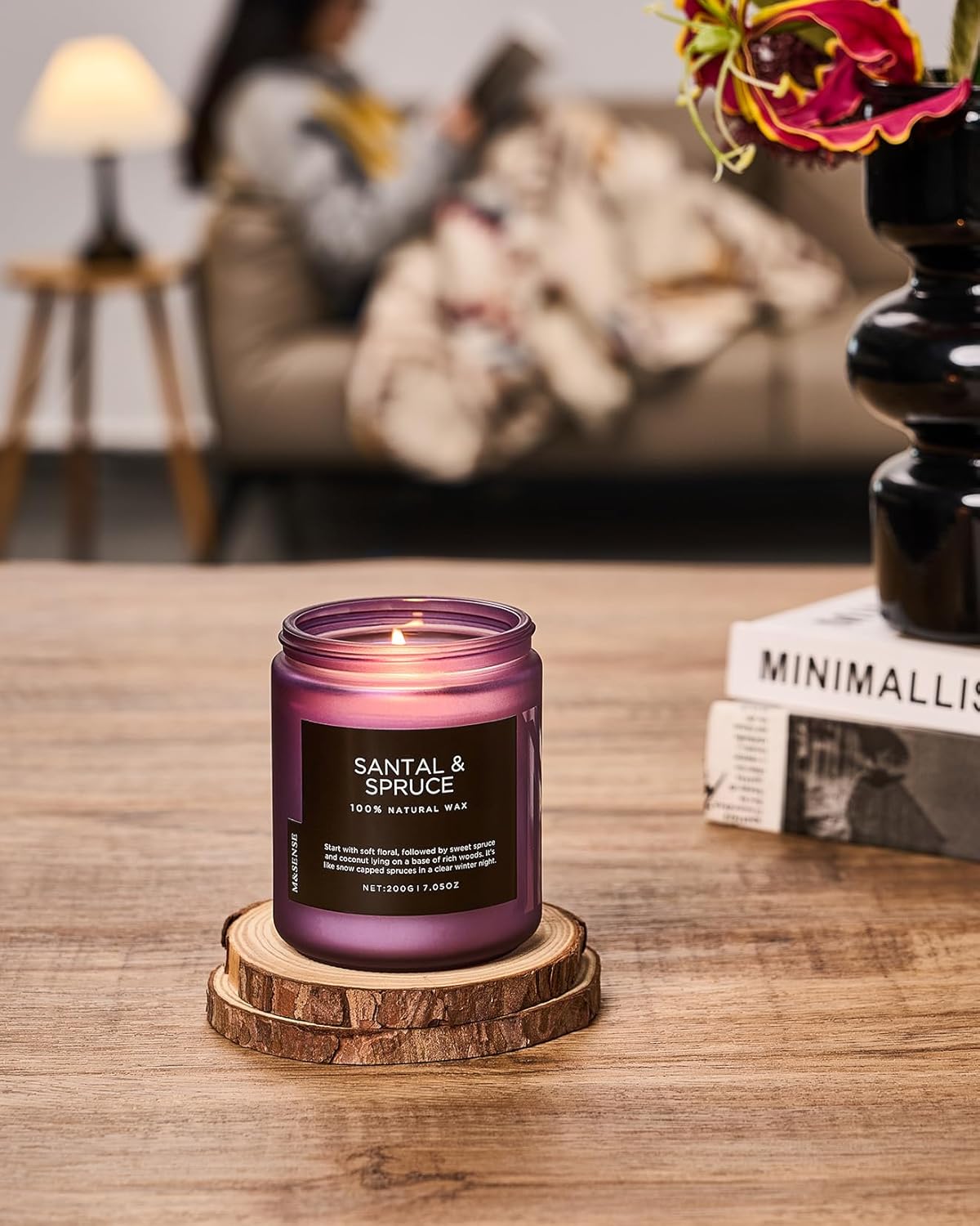 M&SENSE Sweet Spruce Scented Candle, Natural Soy Wax Winter Candle Cotton Wick 7.05oz Up to 50 Hours Tree Scented for Holiday Housewarming Gifts for Friends Family