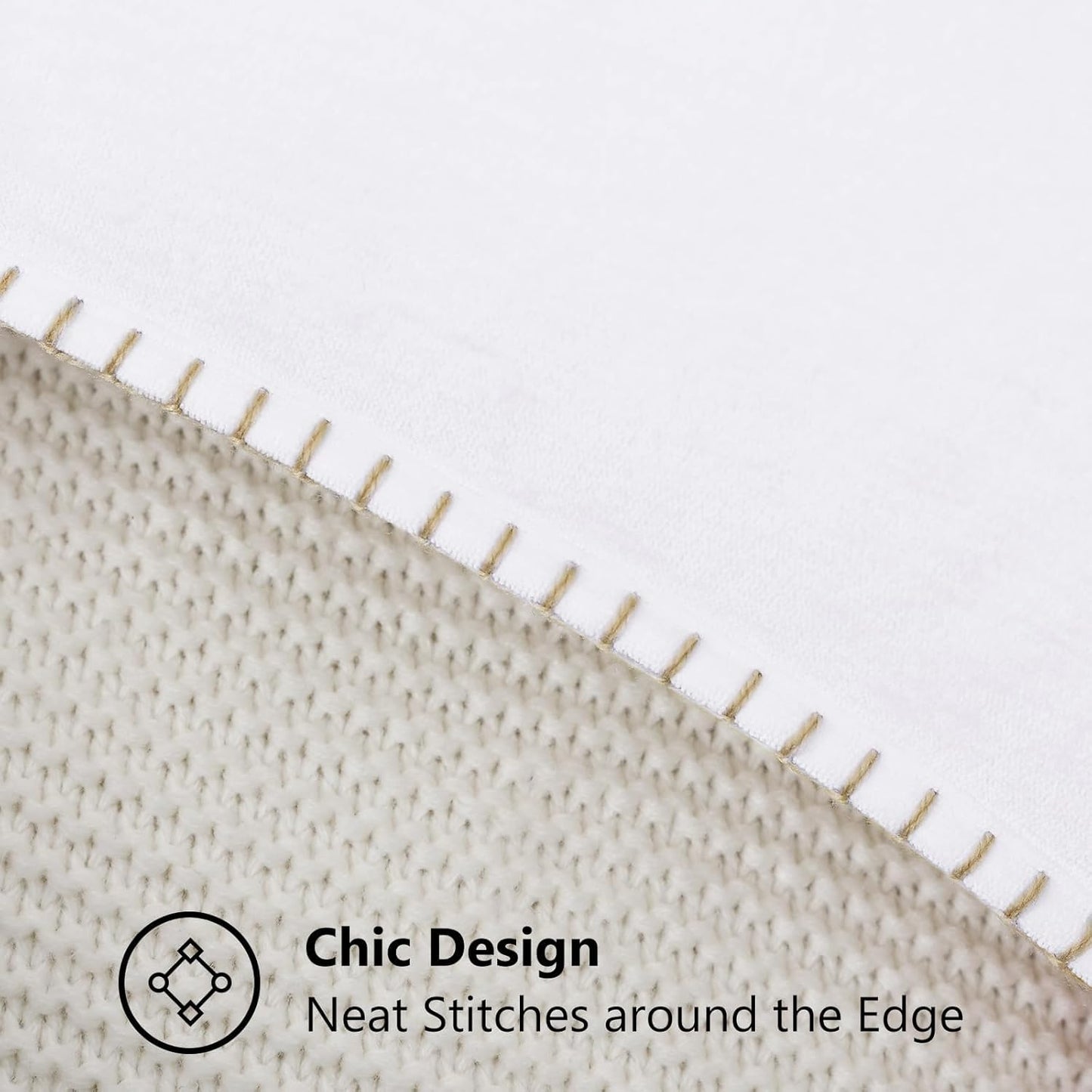 decorUhome Chenille Soft Throw Pillow Covers 16x16 Set of 2, Farmhouse Velvet Neutral Decorative Euro Pillow Covers with Stitched Edge for Couch Sofa Bed Home Decor, White