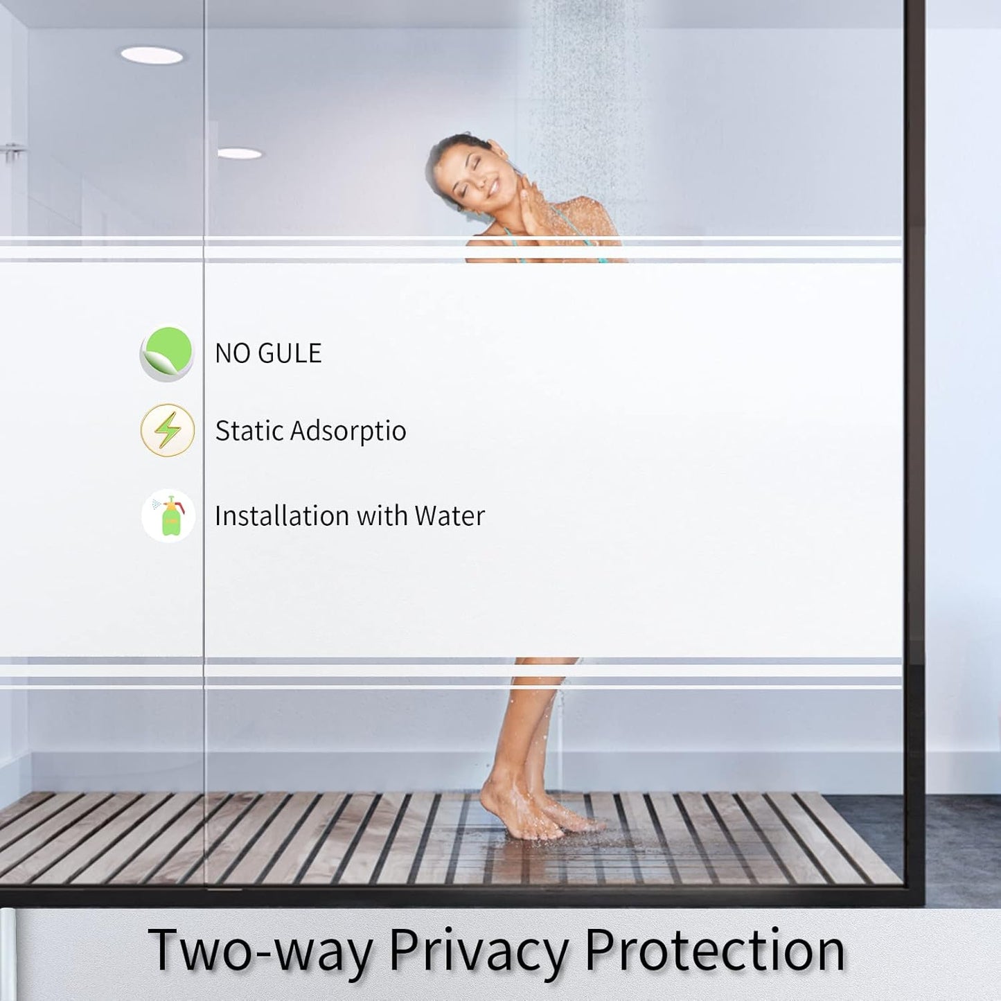 Frosted Glass Window Film with Tools,Reusable Window Privacy Film,Static Clings Window Film Kit for Home Bathroom and Office. (White, 17.5Inch×78.7Inch)