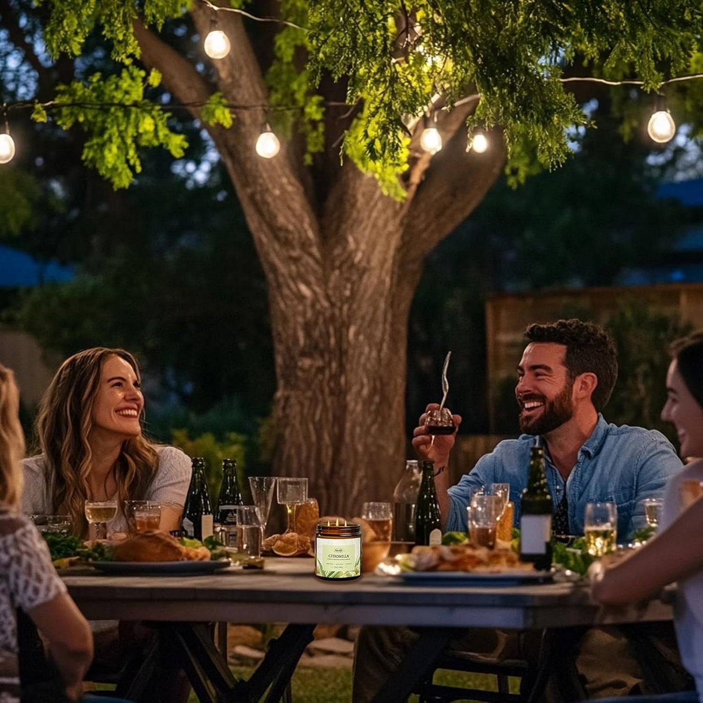 Auelife Citronella Candles Outdoor, 12oz Large 3-Wick Candle for Outside Patio Camping & Garden, Natural Soy Wax Citronella Candle for Summer Gift, Long Lasting for Indoor Home Scented, 50+ Hour Burn