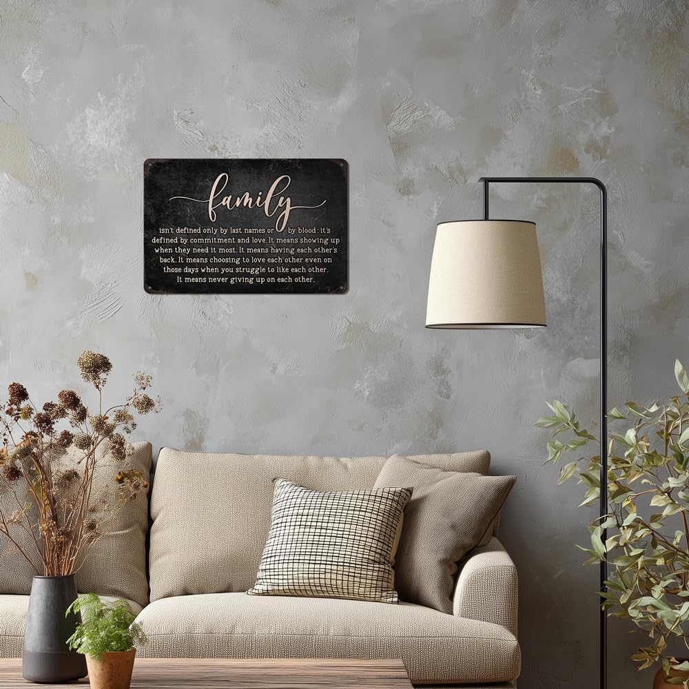 Heuhuww Family Isn't Defined Only By Last Names or By Blood Tin Sign for Home Office Room Wall Decor Gifts for Sister Best Friend Adopted Family 8"x12"(H23)