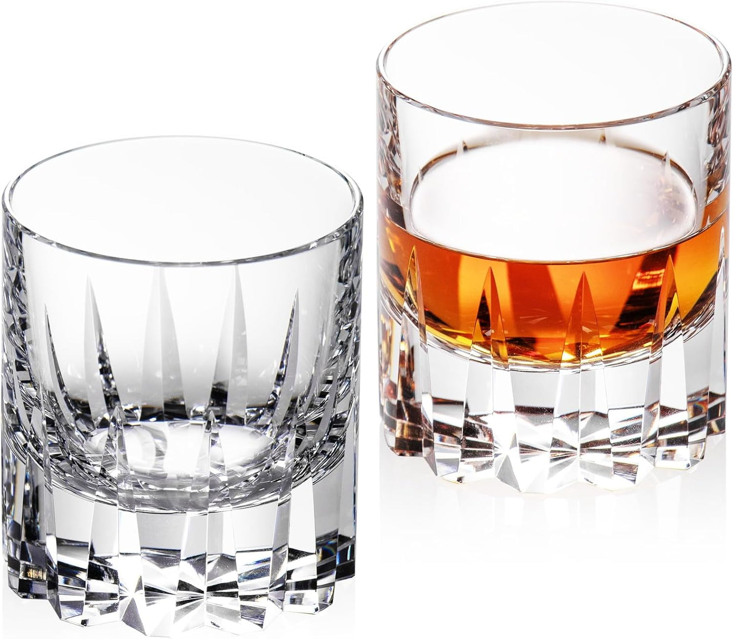 KAMMAK Crystal Whiskey Glasses Set of 2, Handcrafted 7.78oz Old Fashioned Glasses Stemless, Luxury Hand Blown Cocktail Glasses, Scotch Cup for Women, Men Gift for Bourbon Barware, Home Bar